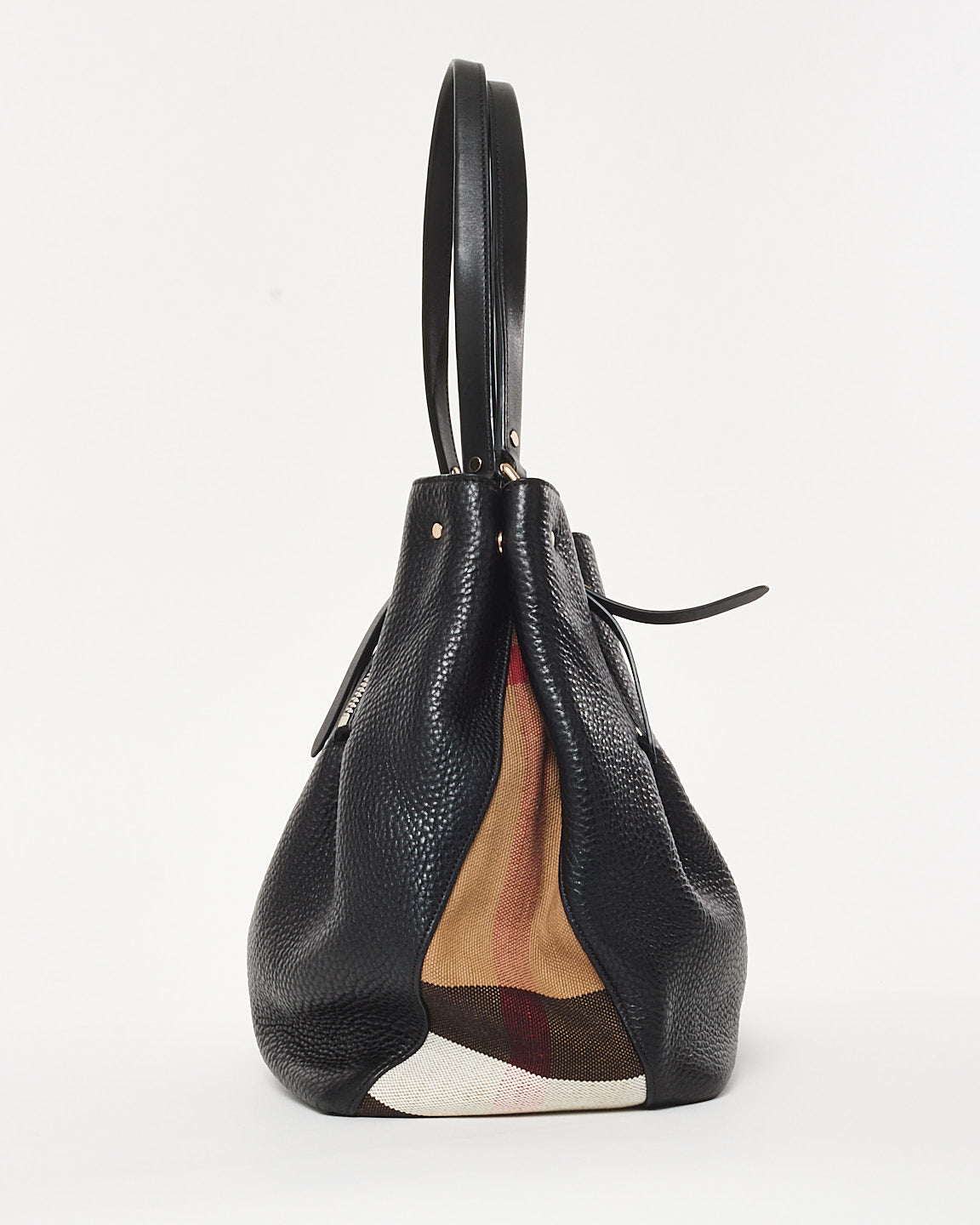 Burberry Black Leather Beige Mega Check Maidstone Shoulder Bag