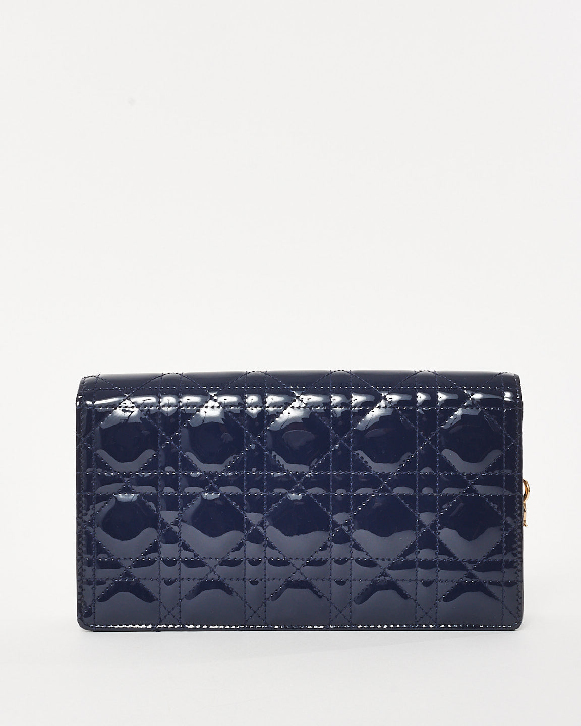 Buy Dior Navy Blue Patent Calfskin Cannage Lady Dior Pouch WOC