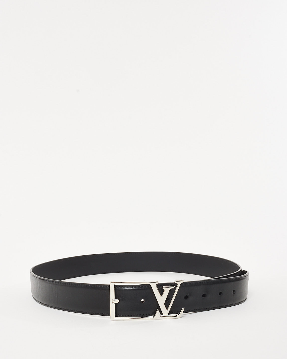 Louis Vuitton Black Leather Silver LV Skyline 35mm Belt - 110/44