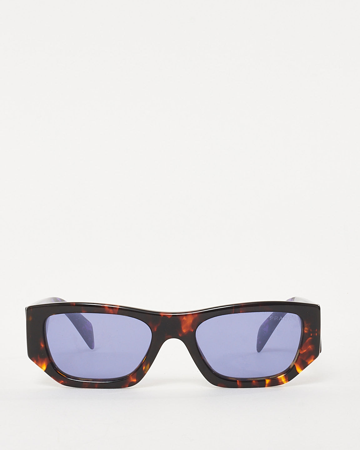 Prada Brown Havana & Purple Lens SPRA01 Pillow Rectangle Sunglasses