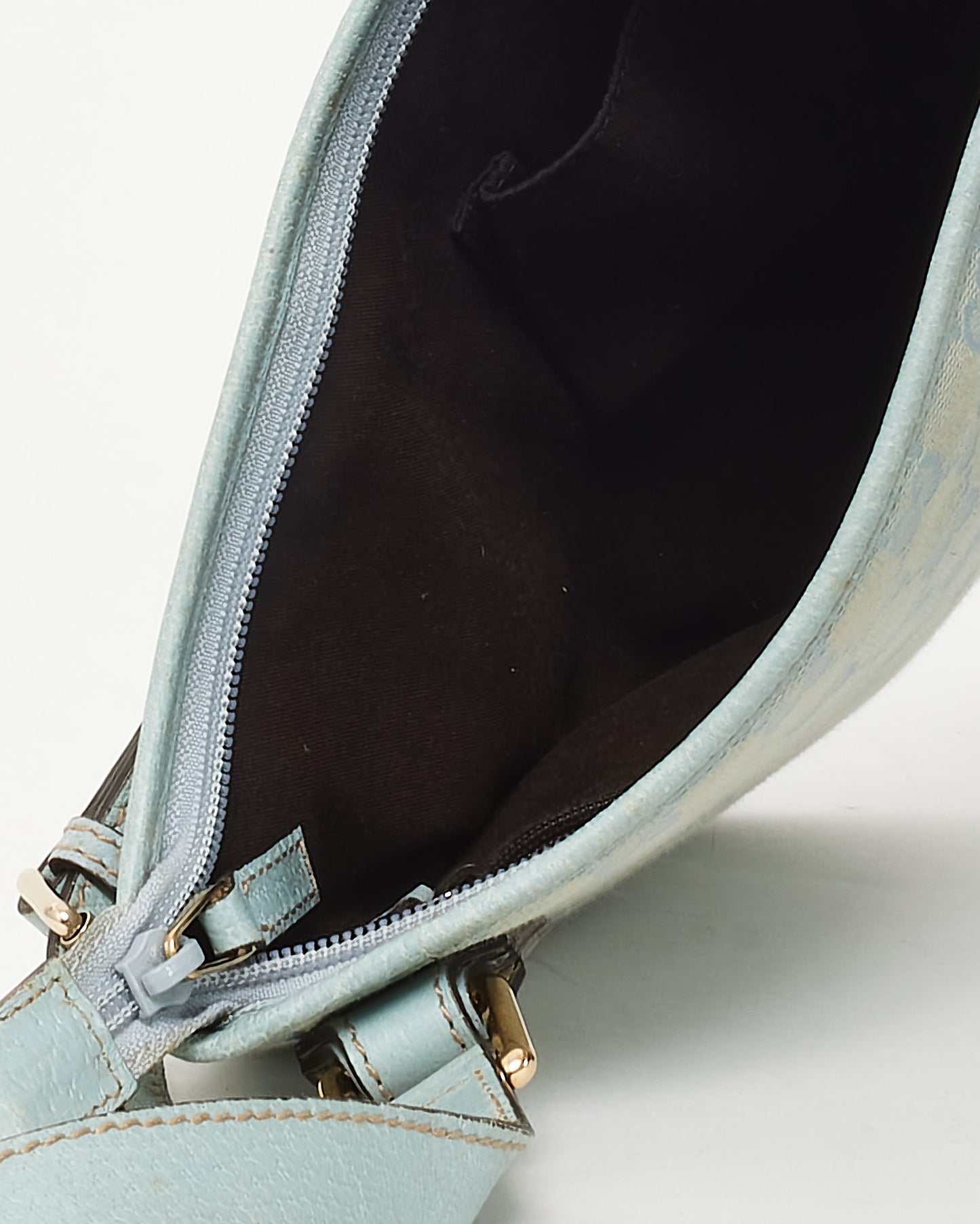 Sac Gucci Bandoulière Plat Monogramme GG en Toile Bleu Clair