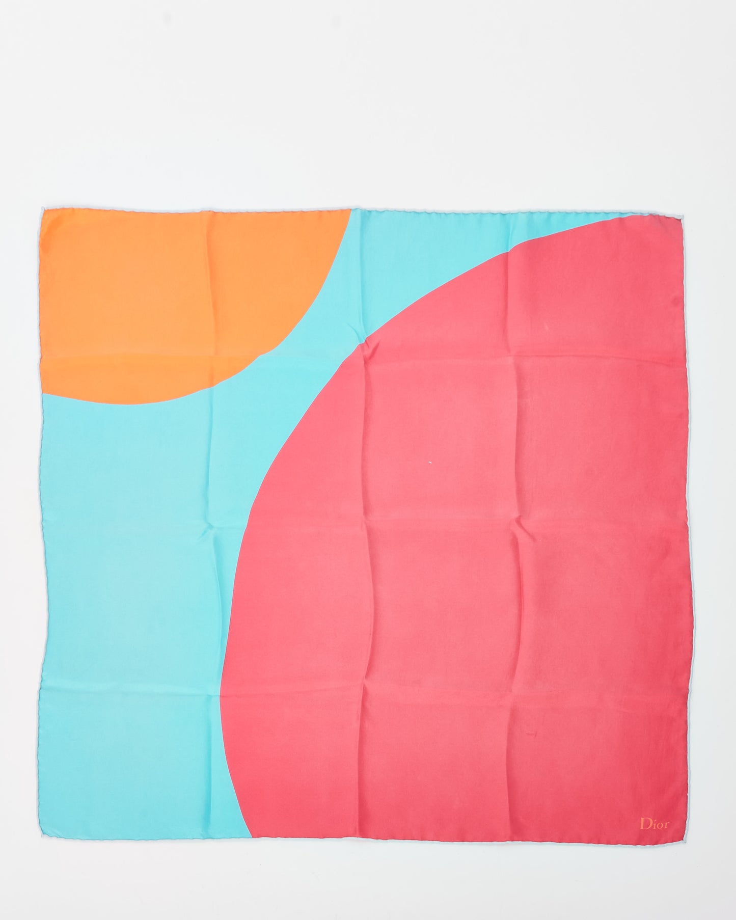 Dior Vintage Pink/Orange/Blue Geometric Small Silk Scarf