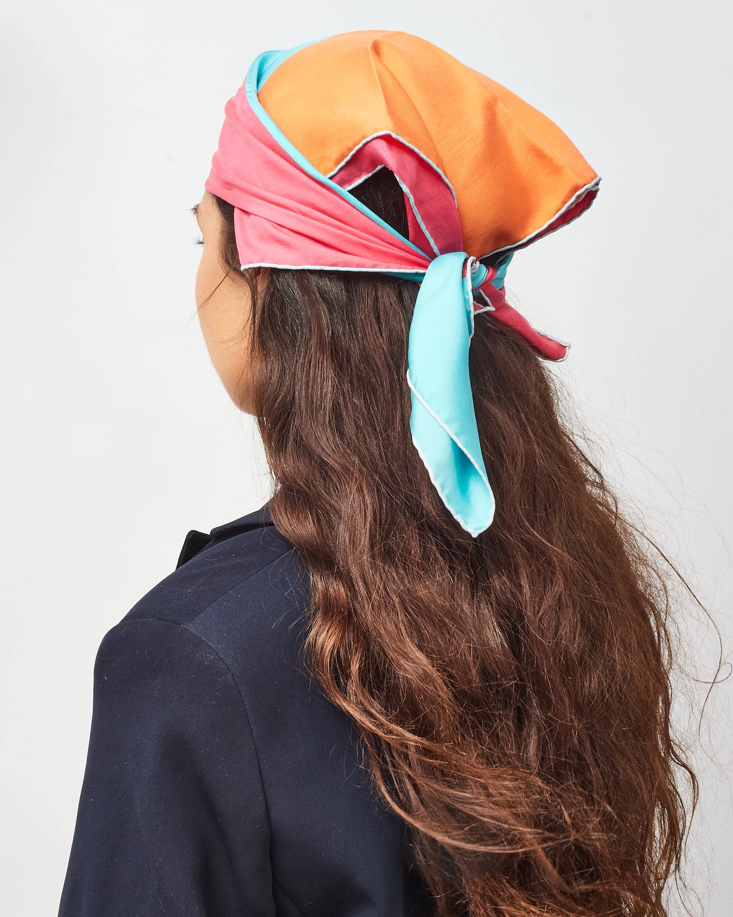 Dior Vintage Pink/Orange/Blue Geometric Small Silk Scarf