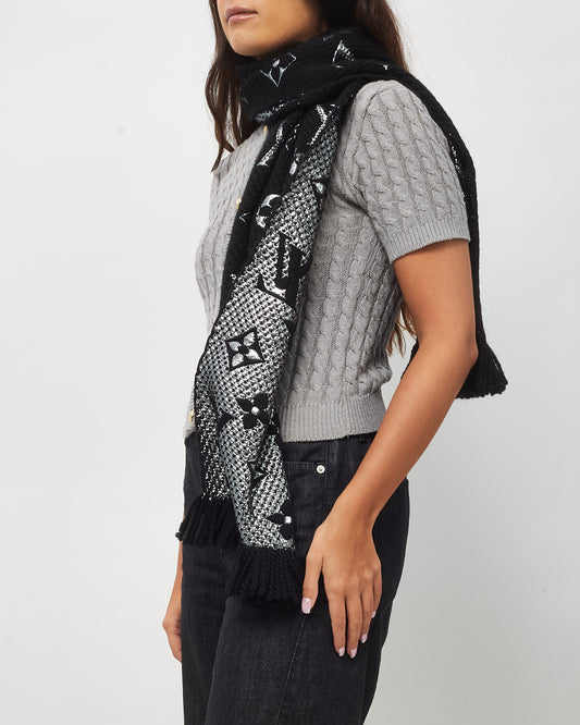 Buy Louis Vuitton Black Silver Monogram Logomaina Shine Wool