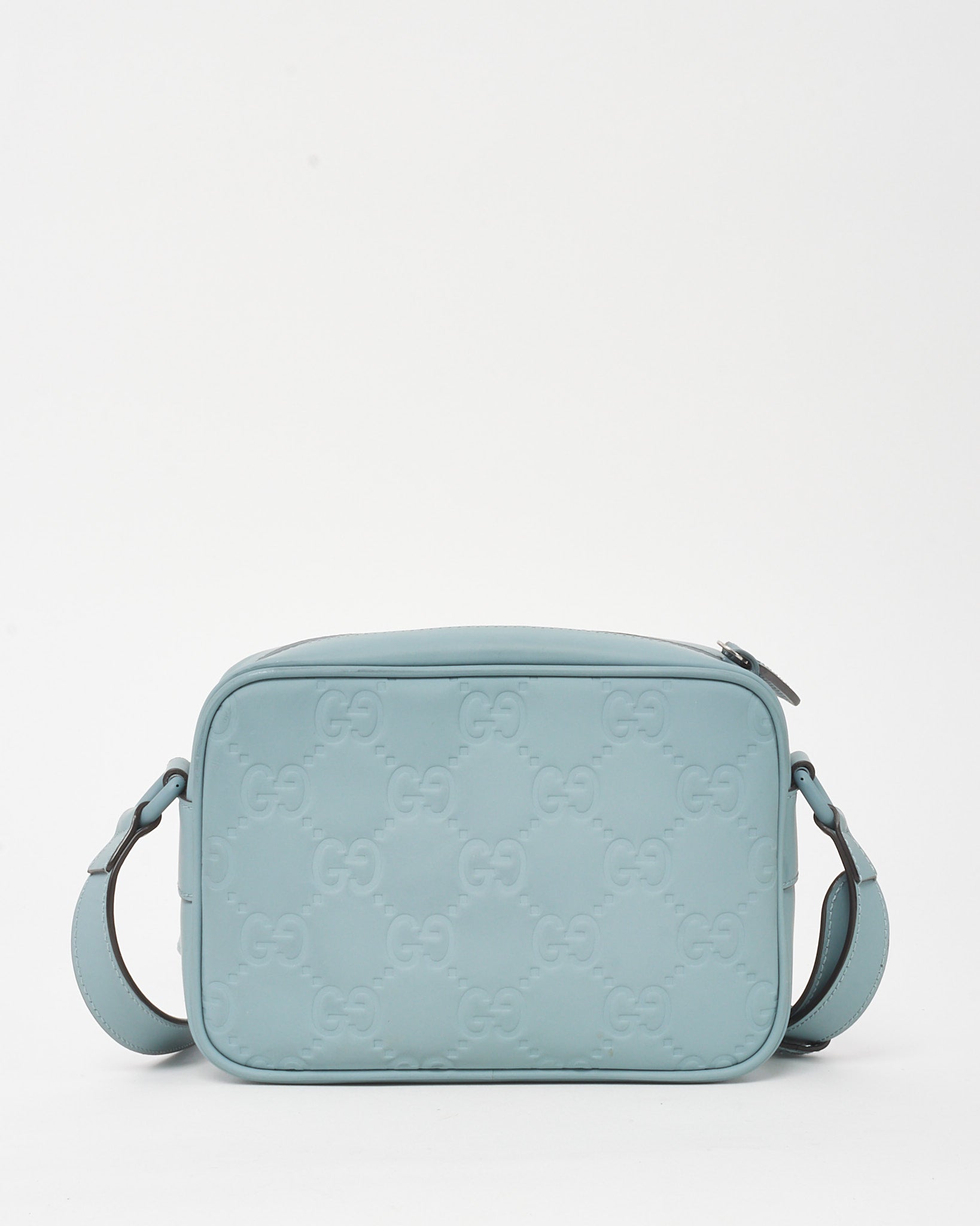 Buy Gucci Light Blue Rubber Effect Calfskin GG Mini Crossbody Bag