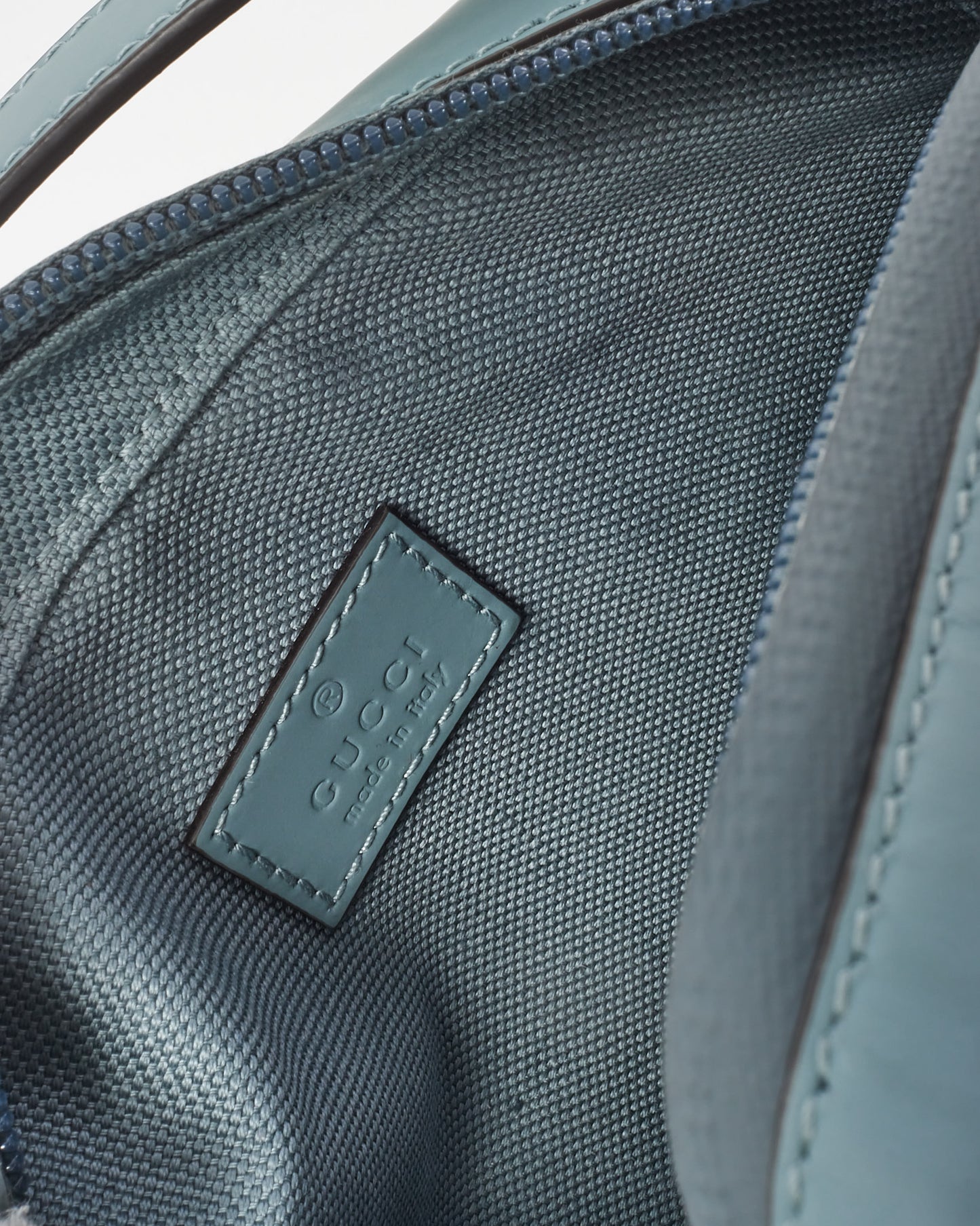 Gucci Light Blue Rubber Effect Calfskin GG Mini Crossbody Bag