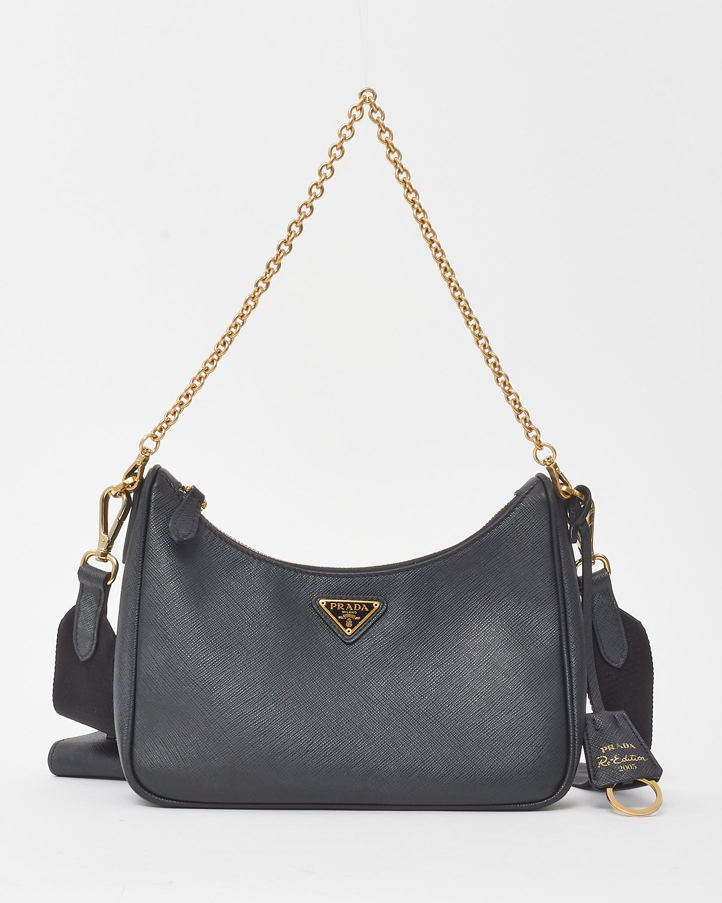 Prada Black Saffiano Leather Re-Edition 2005 Crossbody Bag