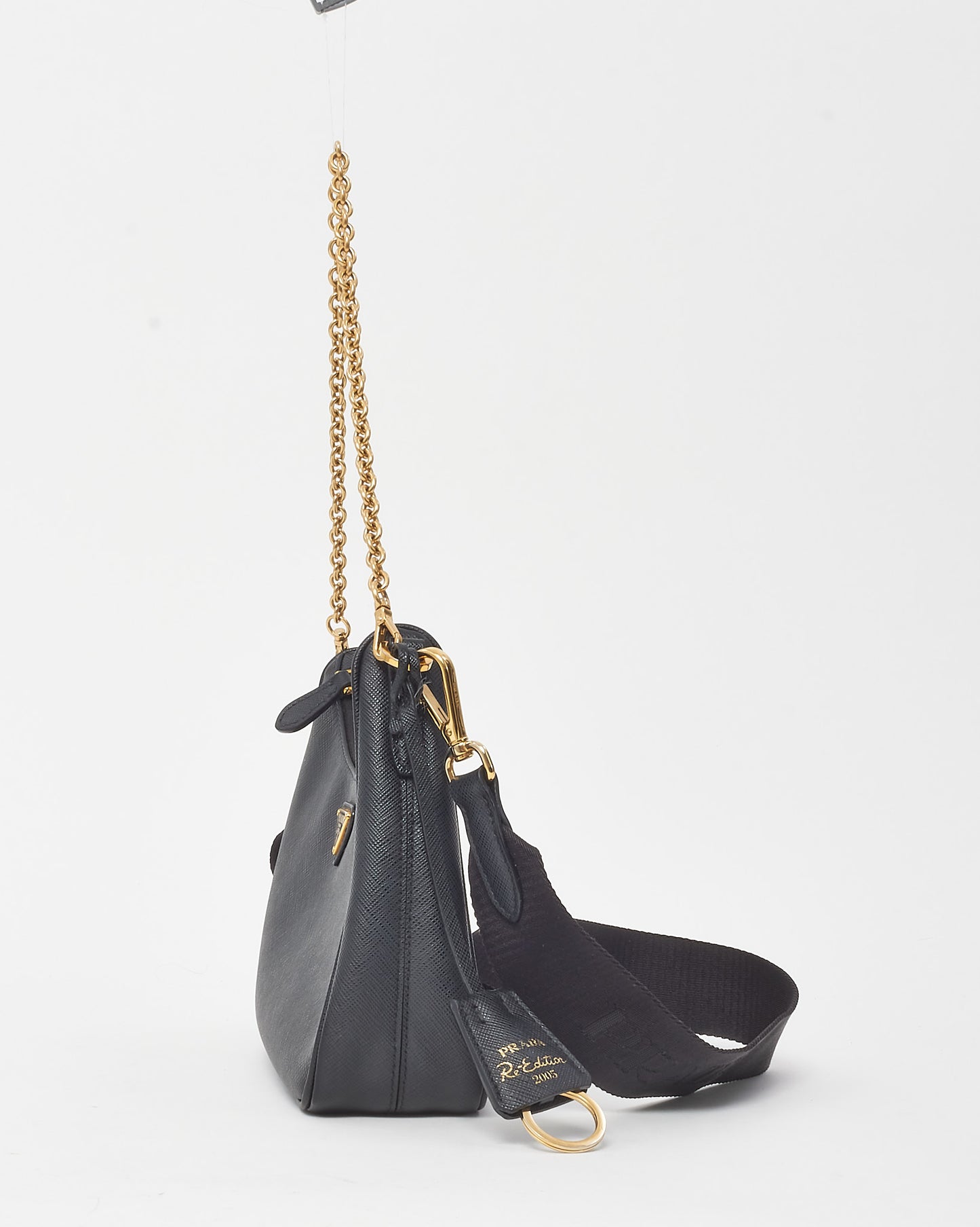 Prada Black Saffiano Leather Re-Edition 2005 Crossbody Bag