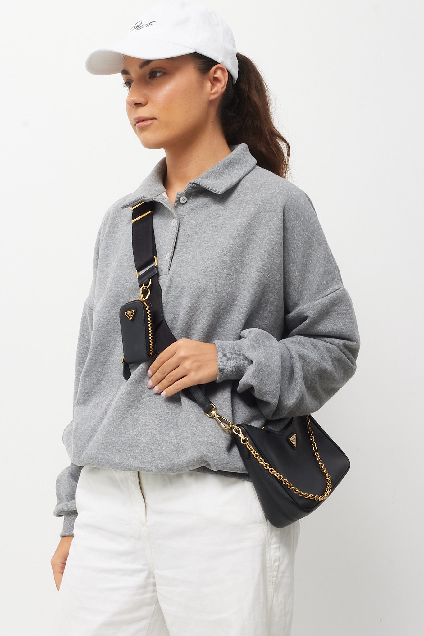 Prada Black Saffiano Leather Re-Edition 2005 Crossbody Bag