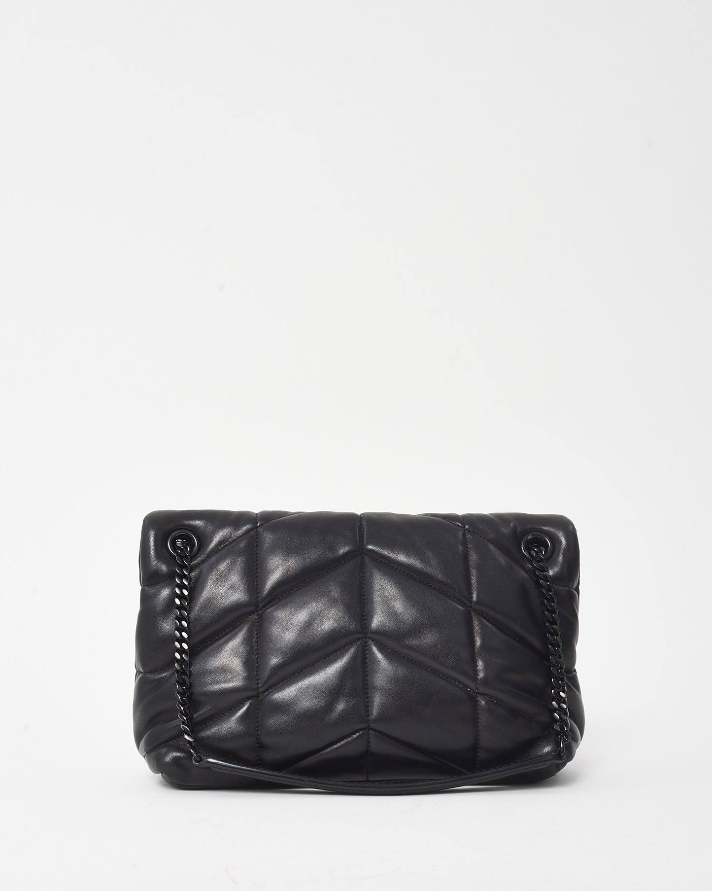 Saint Laurent Black Quilted Leather YSL Monogram Monochrome Small Loulou Puffer Bag BHW