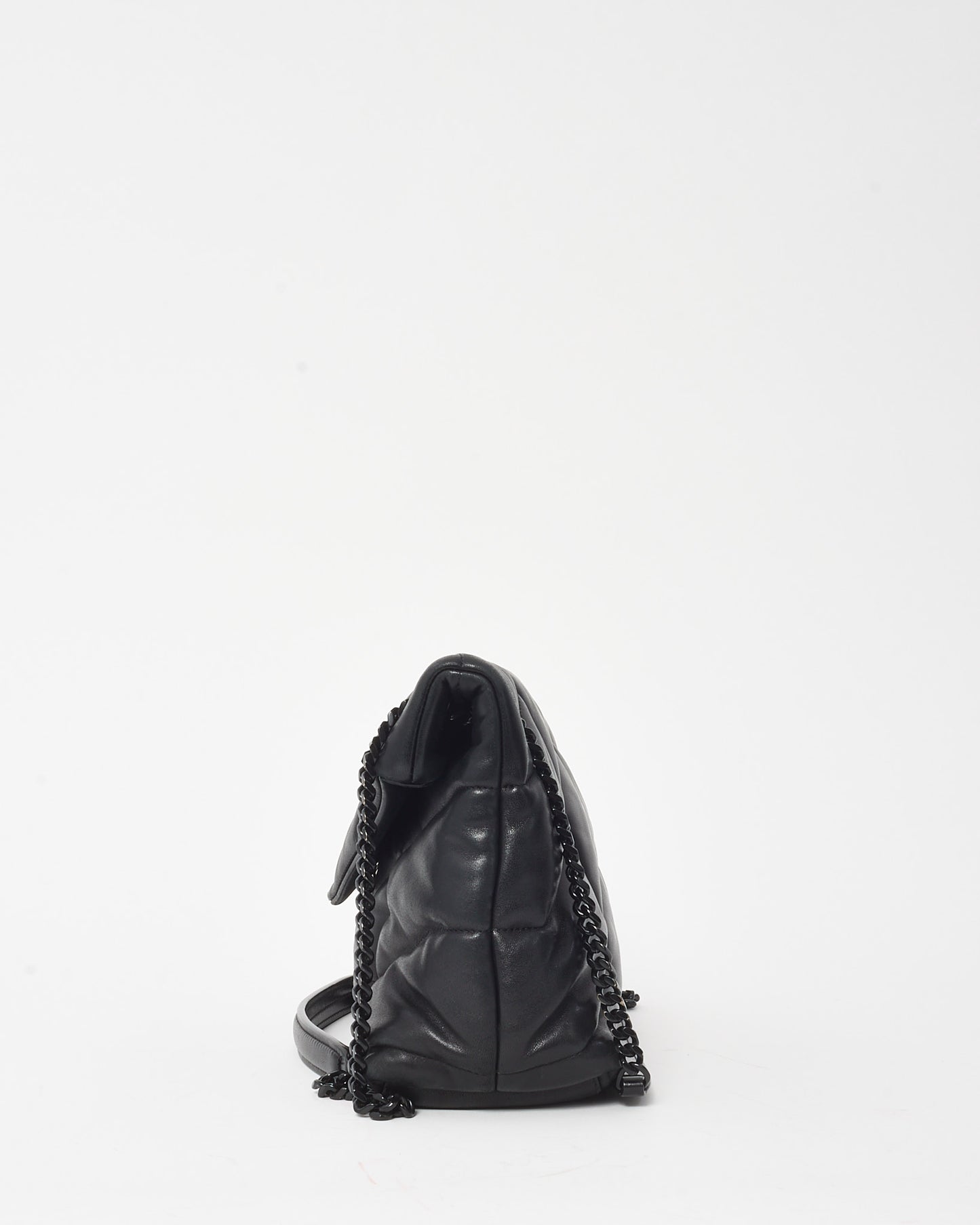 Saint Laurent Black Quilted Leather YSL Monogram Monochrome Small Loulou Puffer Bag BHW