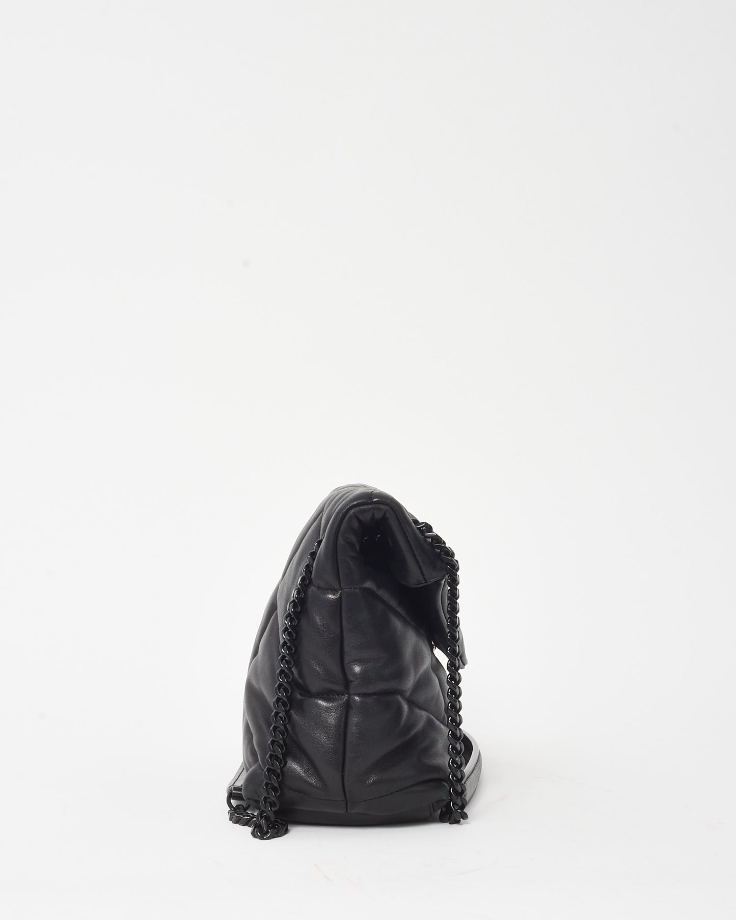 Saint Laurent Black Quilted Leather YSL Monogram Monochrome Small Loulou Puffer Bag BHW