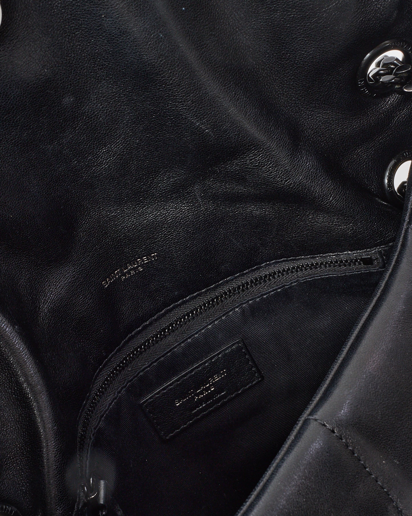 Saint Laurent Black Quilted Leather YSL Monogram Monochrome Small Loulou Puffer Bag BHW