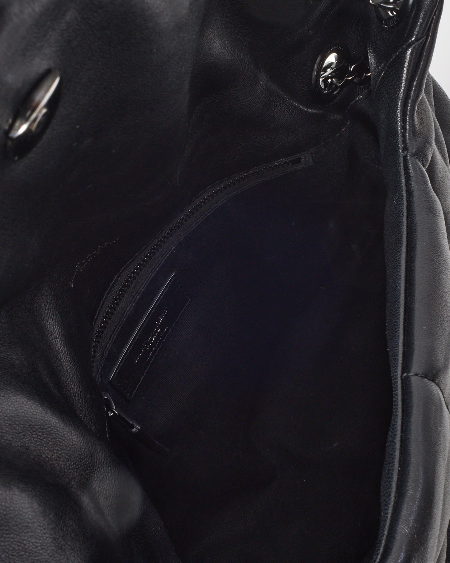 Saint Laurent Black Quilted Leather YSL Monogram Monochrome Small Loulou Puffer Bag BHW