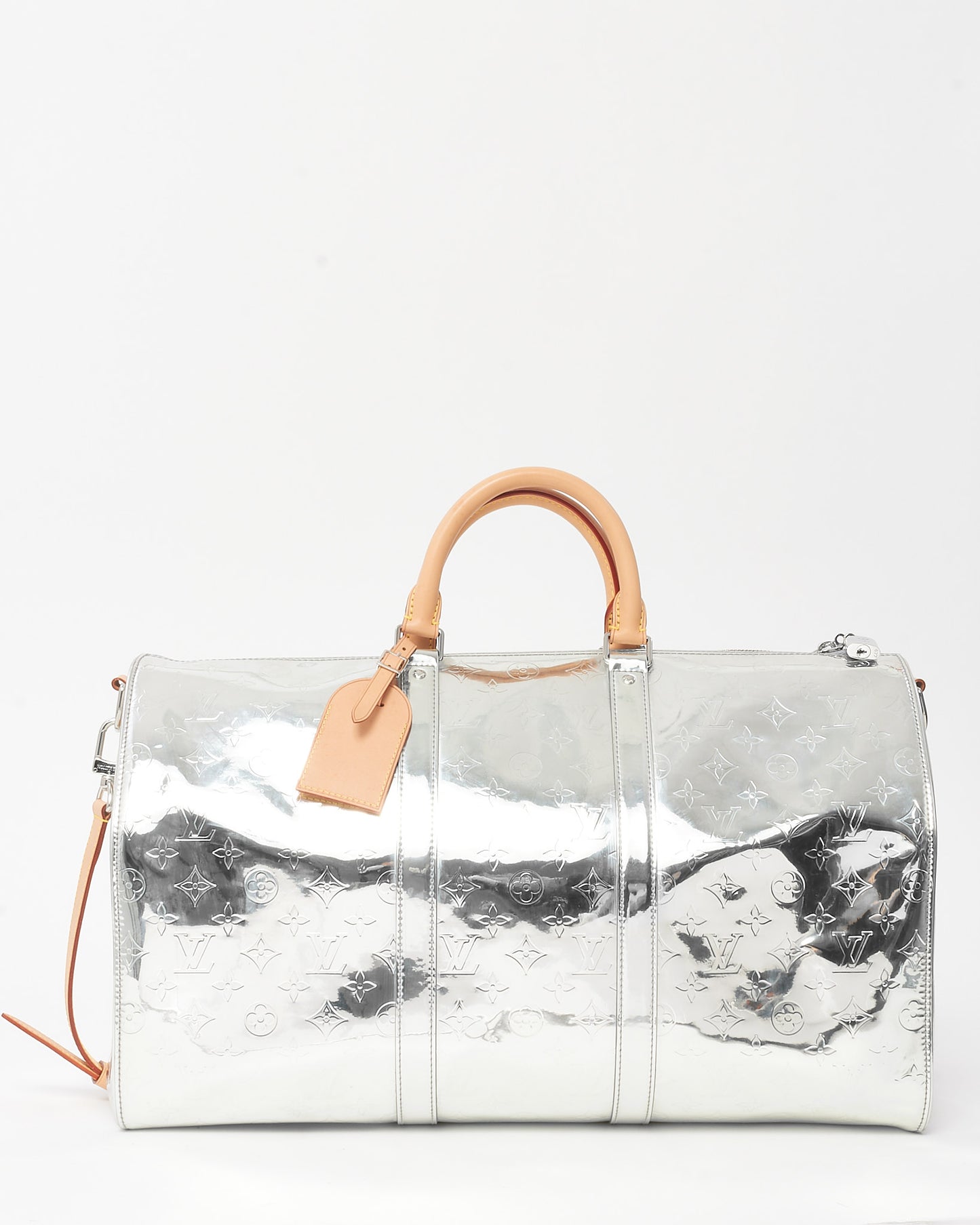 Louis Vuitton Silver Mirror Monogram Coated Canvas Keepall Bandoulière 50