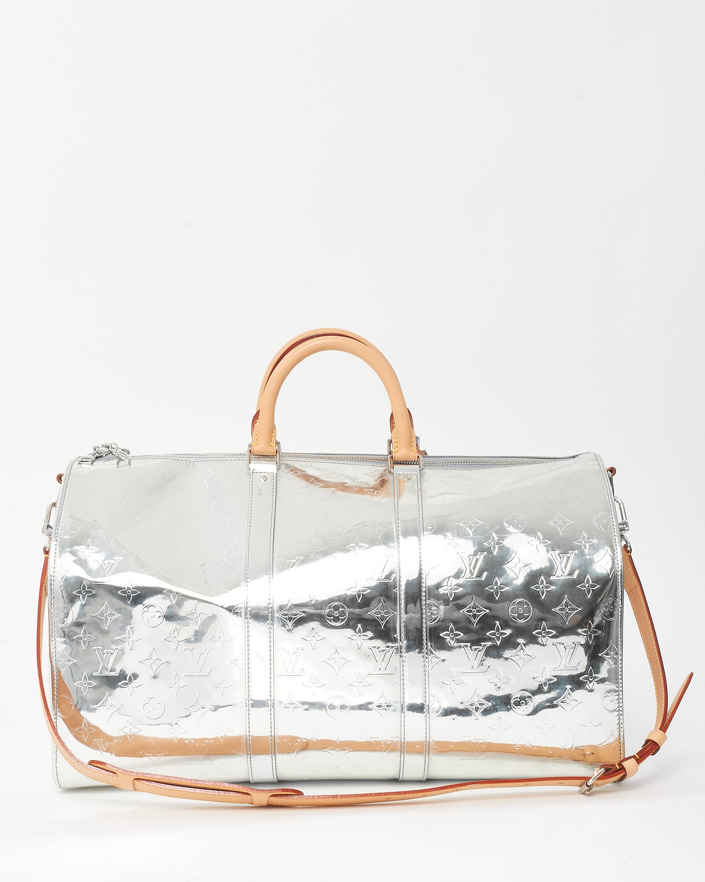 Louis Vuitton Silver Mirror Monogram Coated Canvas Keepall Bandoulière 50