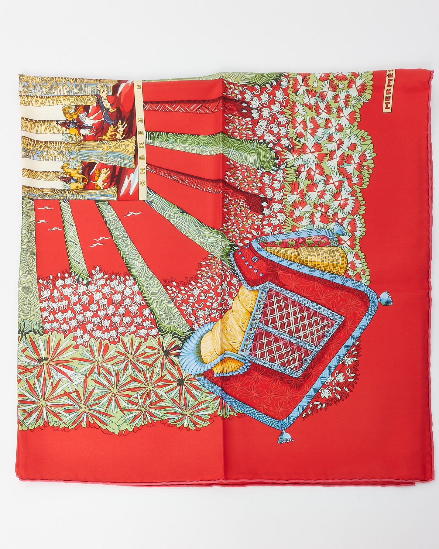 Hermès Red Multi Ombres et Lumières Silk Scarf