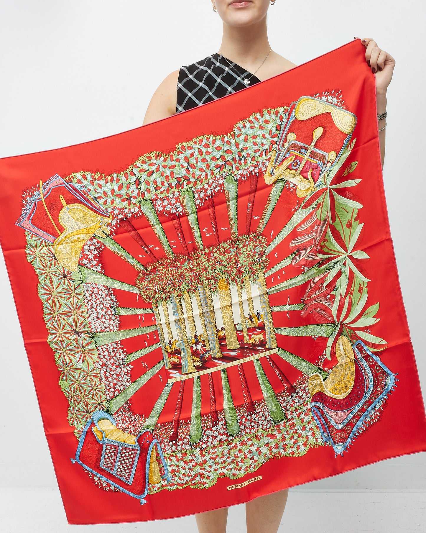 Hermès Red Multi Ombres et Lumières Silk Scarf