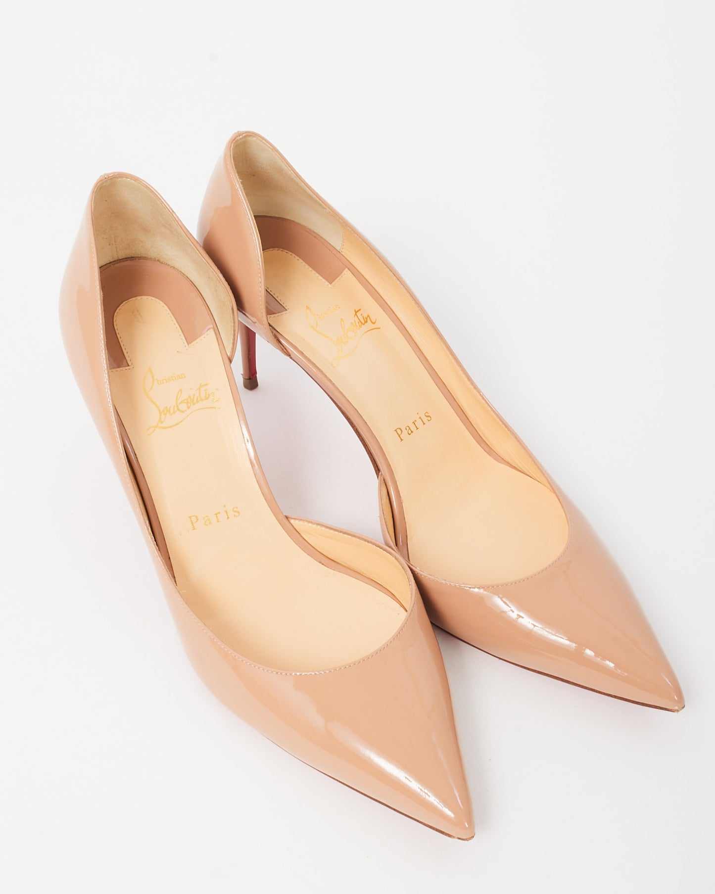 Christian Louboutin Beige Patent Leather Iriza 85mm Pumps - 39.5