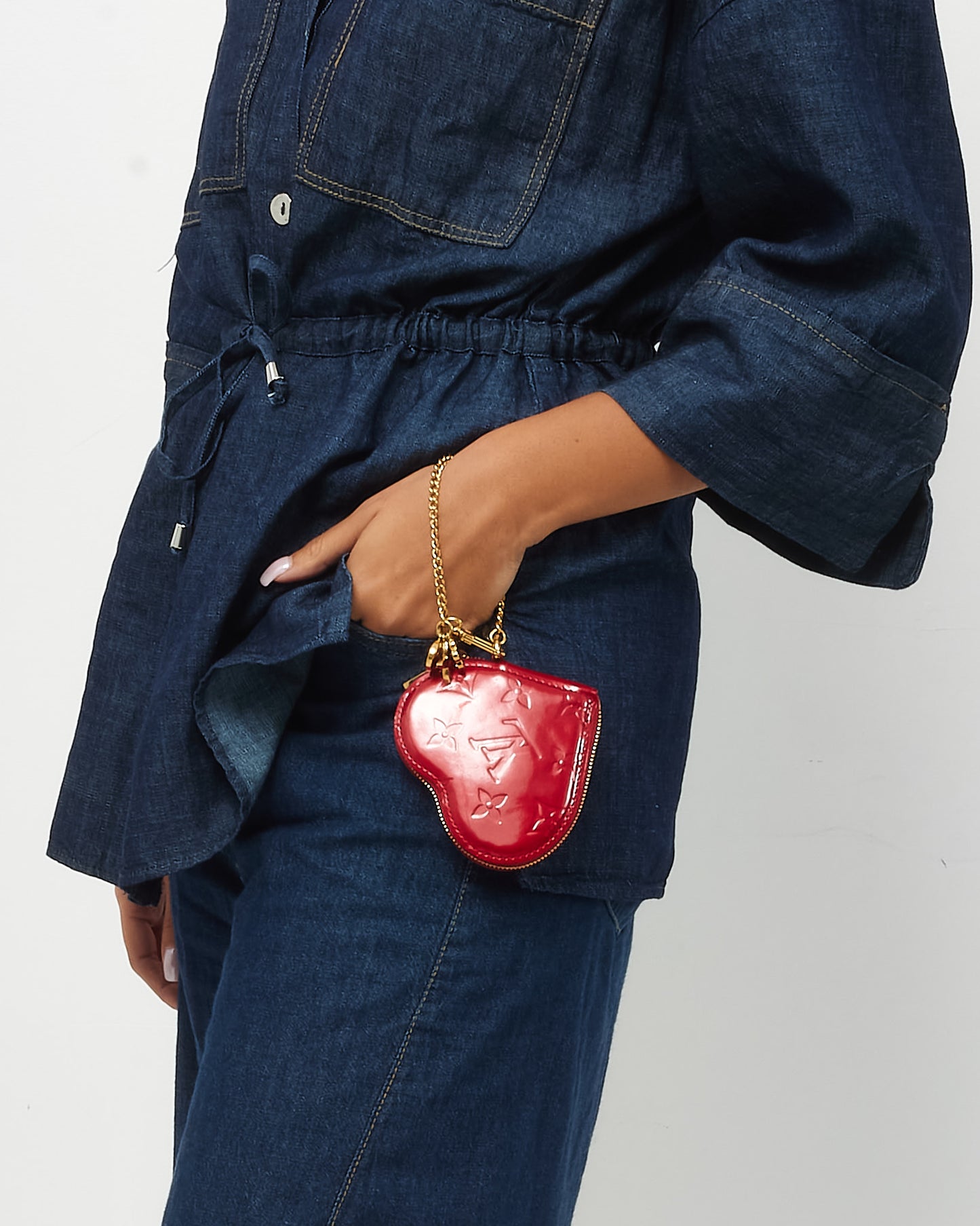 Louis Vuitton Red Pomme D'Amour Monogram Vernis Heart Coin-Purse Key Chain