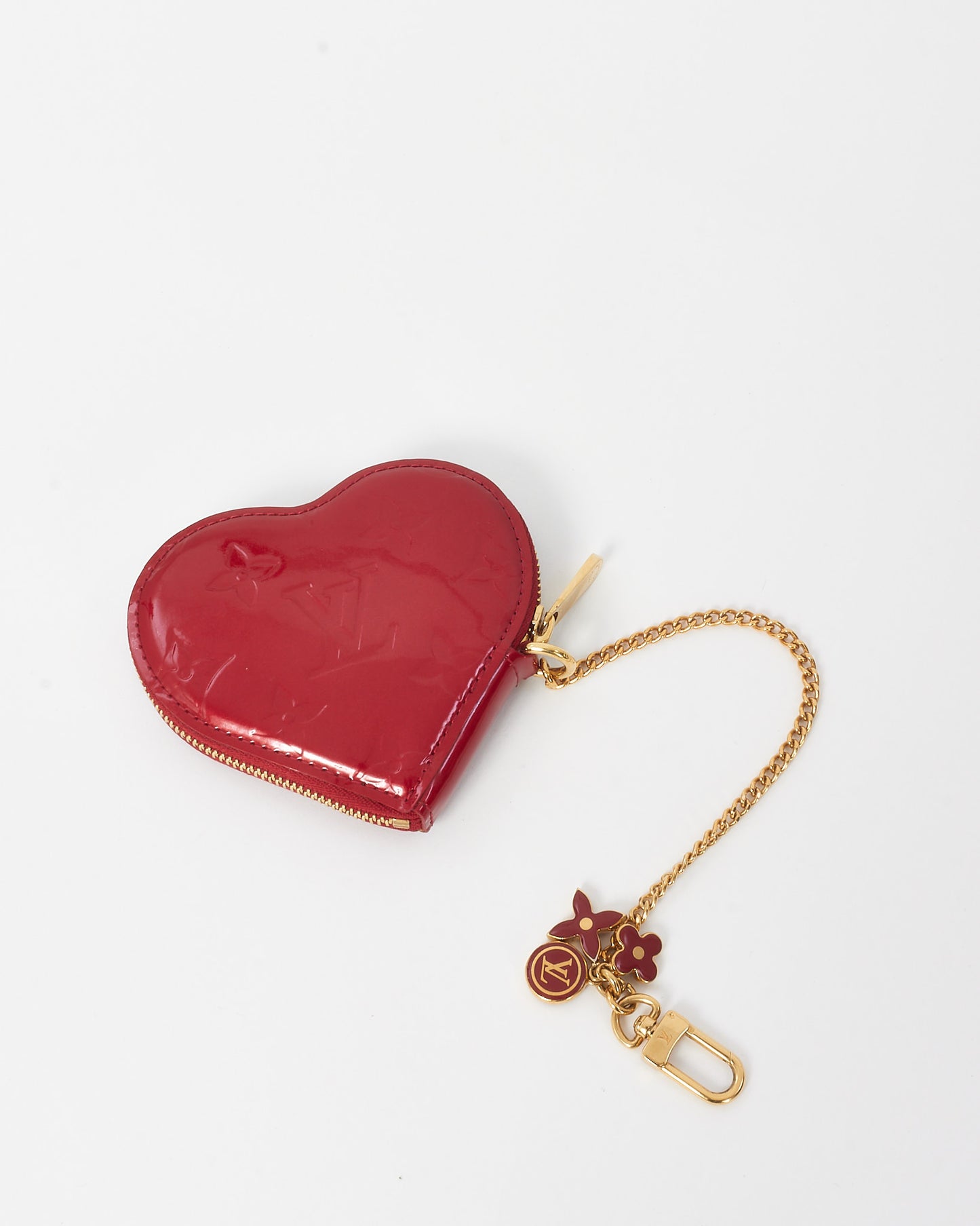 Louis Vuitton Red Pomme D'Amour Monogram Vernis Heart Coin-Purse Key Chain