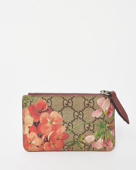Buy Gucci Red GG Supreme Monogram Blooms Coated Canvas Key Pouch