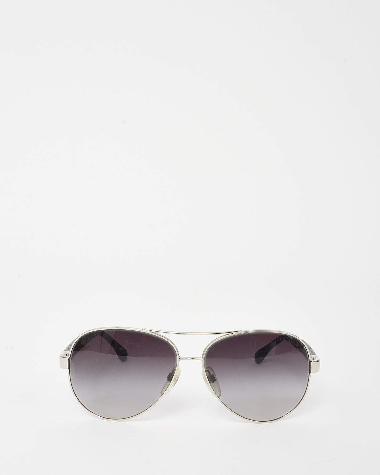 Chanel Silver Metal Frame Rimless Logo Aviator 4195-Q Sunglasses