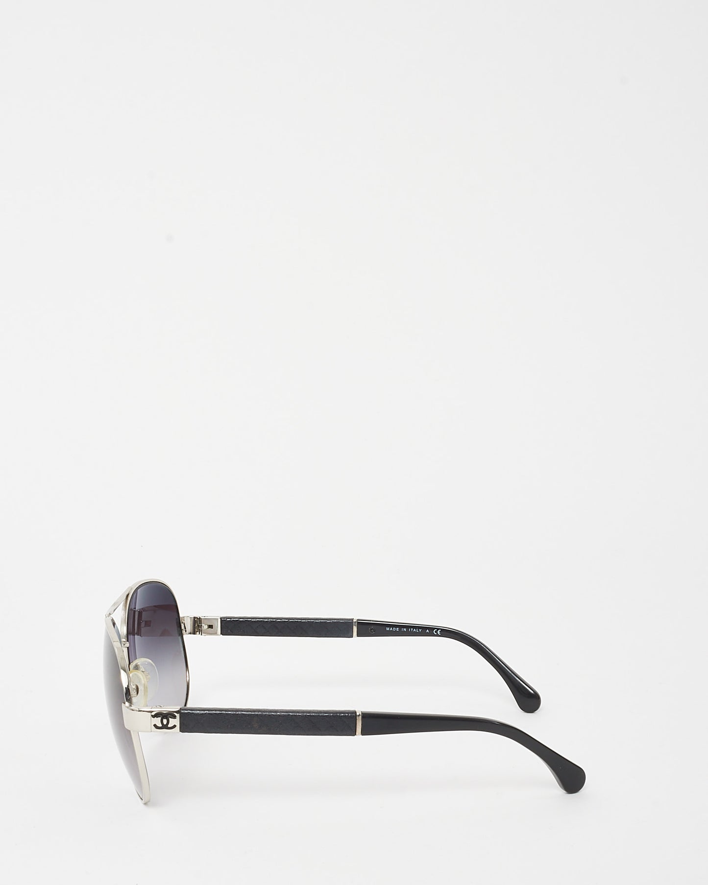 Chanel Silver Metal Frame Rimless Logo Aviator 4195-Q Sunglasses