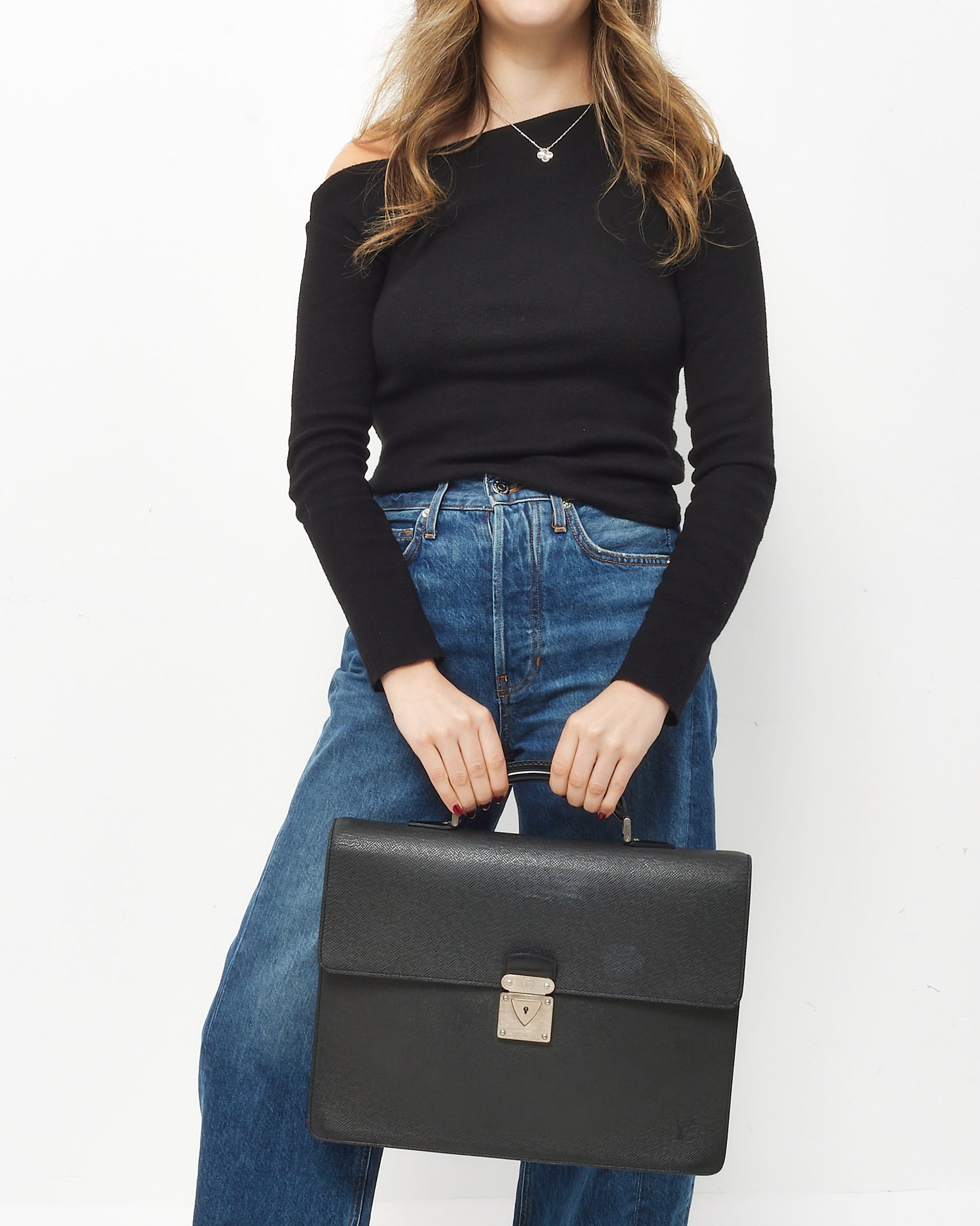 Louis Vuitton Black Taiga Leather Robusto 1 Briefcase