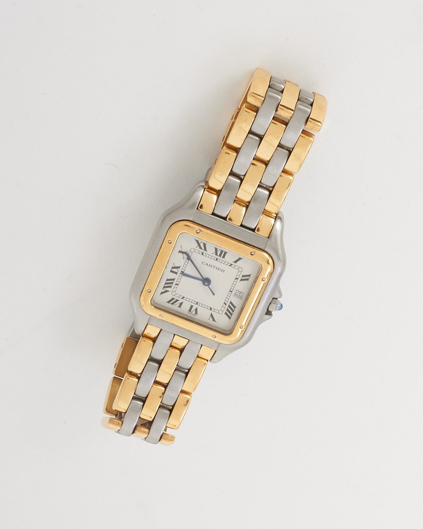 Cartier Vintage Stainless Steel and Gold 3-Row Large Panthere Watch
