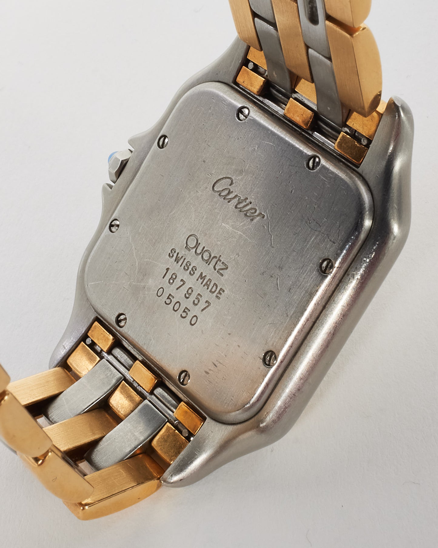 Cartier Vintage Stainless Steel and Gold 3-Row Large Panthere Watch