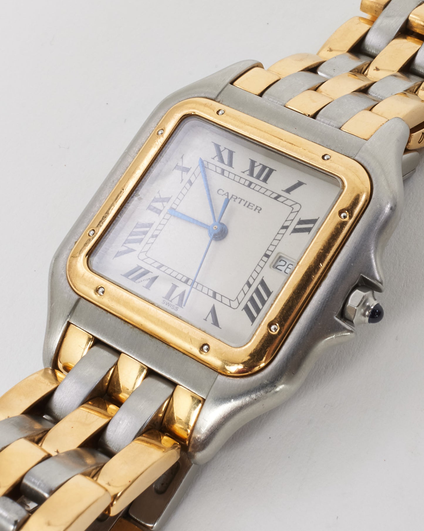 Cartier Vintage Stainless Steel and Gold 3-Row Large Panthere Watch