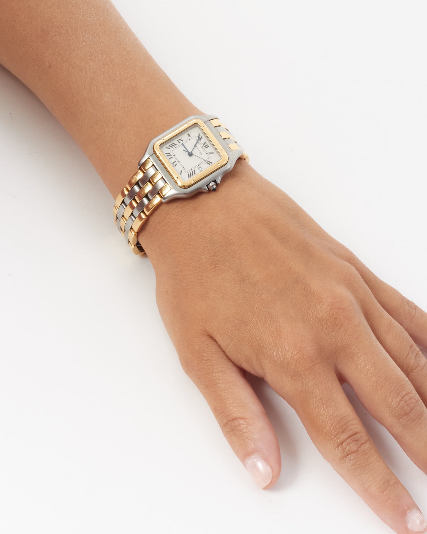 Cartier Vintage Stainless Steel and Gold 3-Row Large Panthere Watch