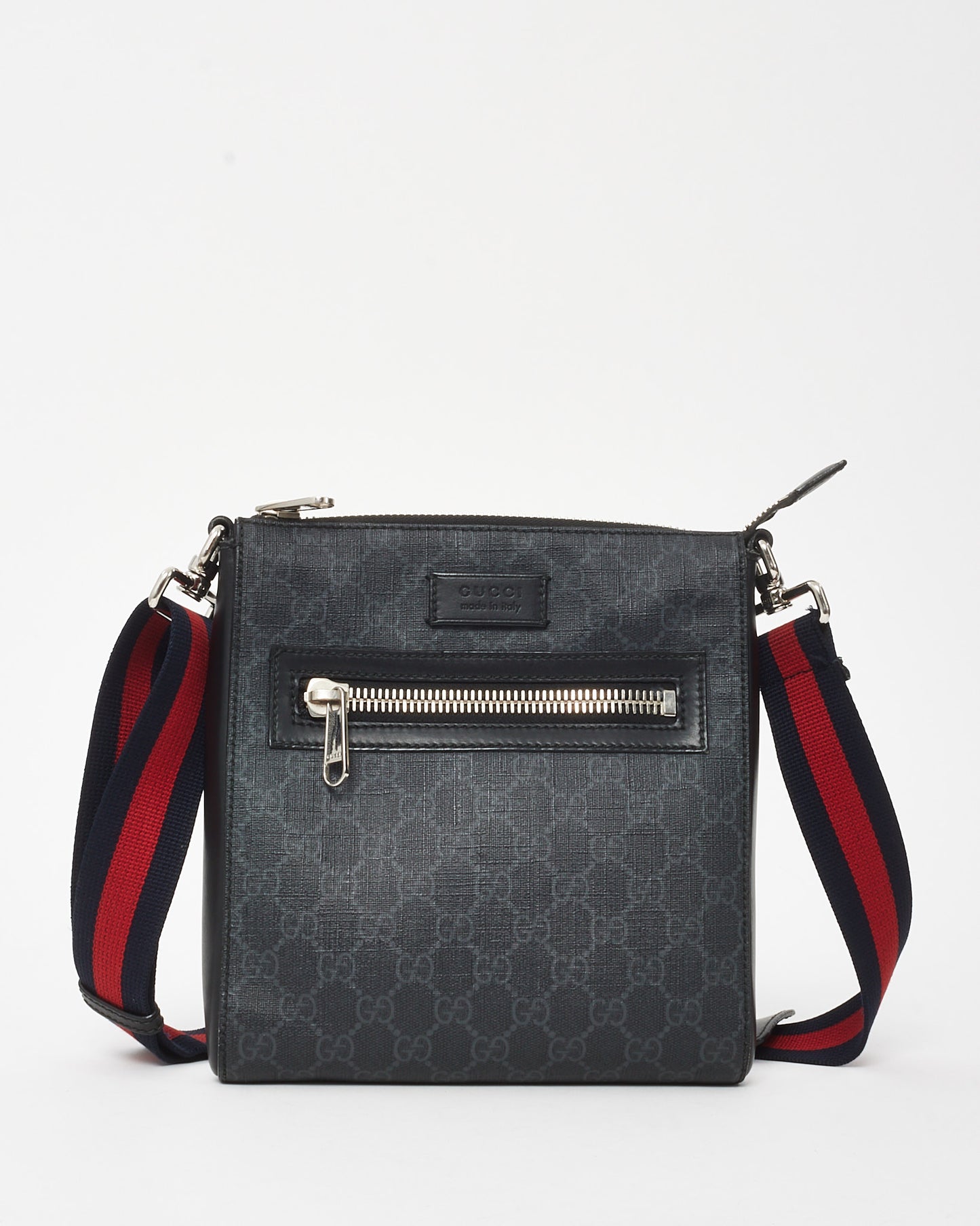 Gucci Black Monogram GG Supreme Canvas Small Messenger Bag