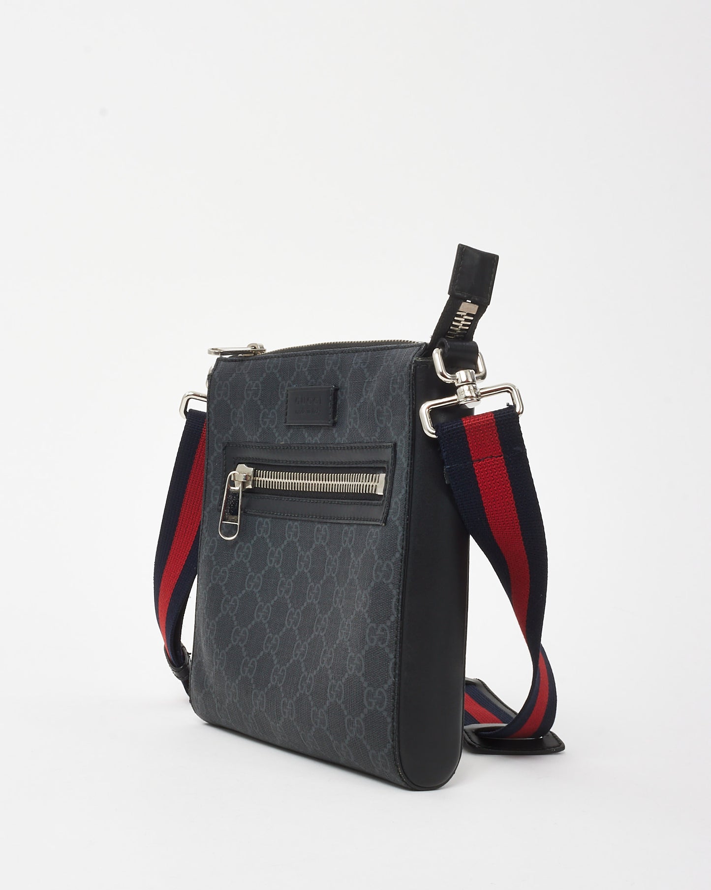 Gucci Black Monogram GG Supreme Canvas Small Messenger Bag