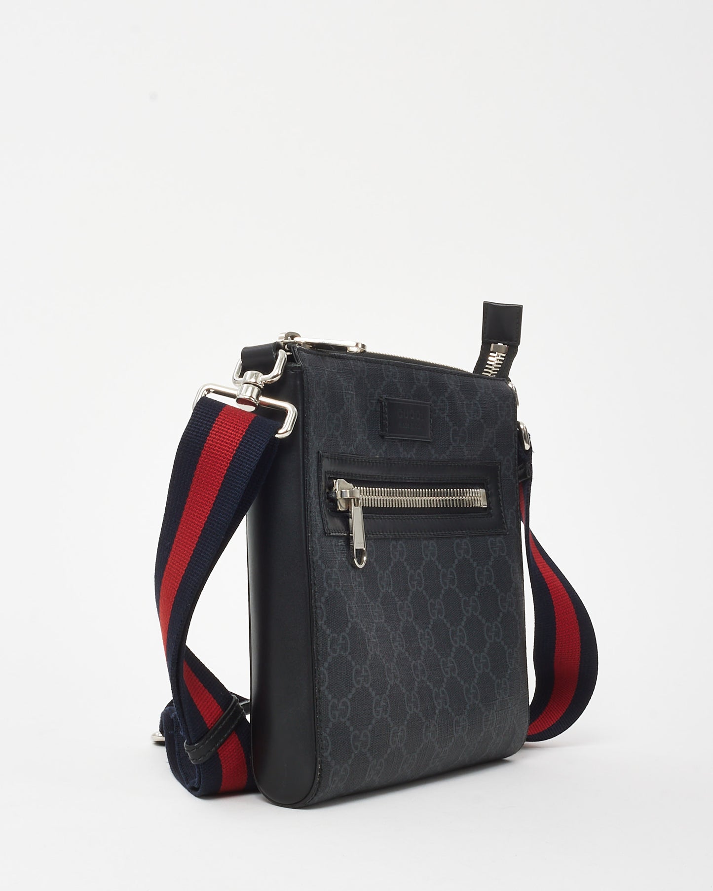 Gucci Black Monogram GG Supreme Canvas Small Messenger Bag