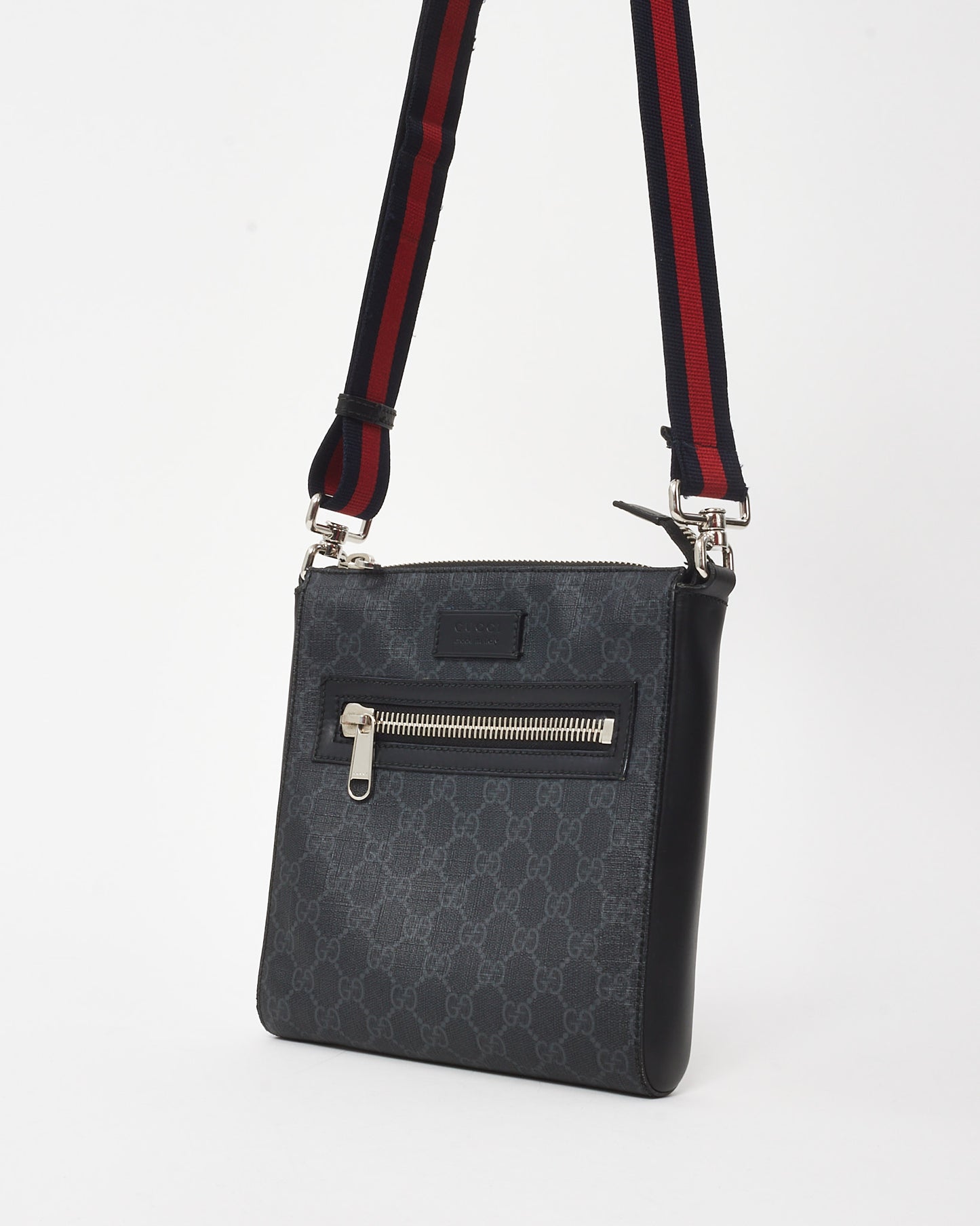 Gucci Black Monogram GG Supreme Canvas Small Messenger Bag