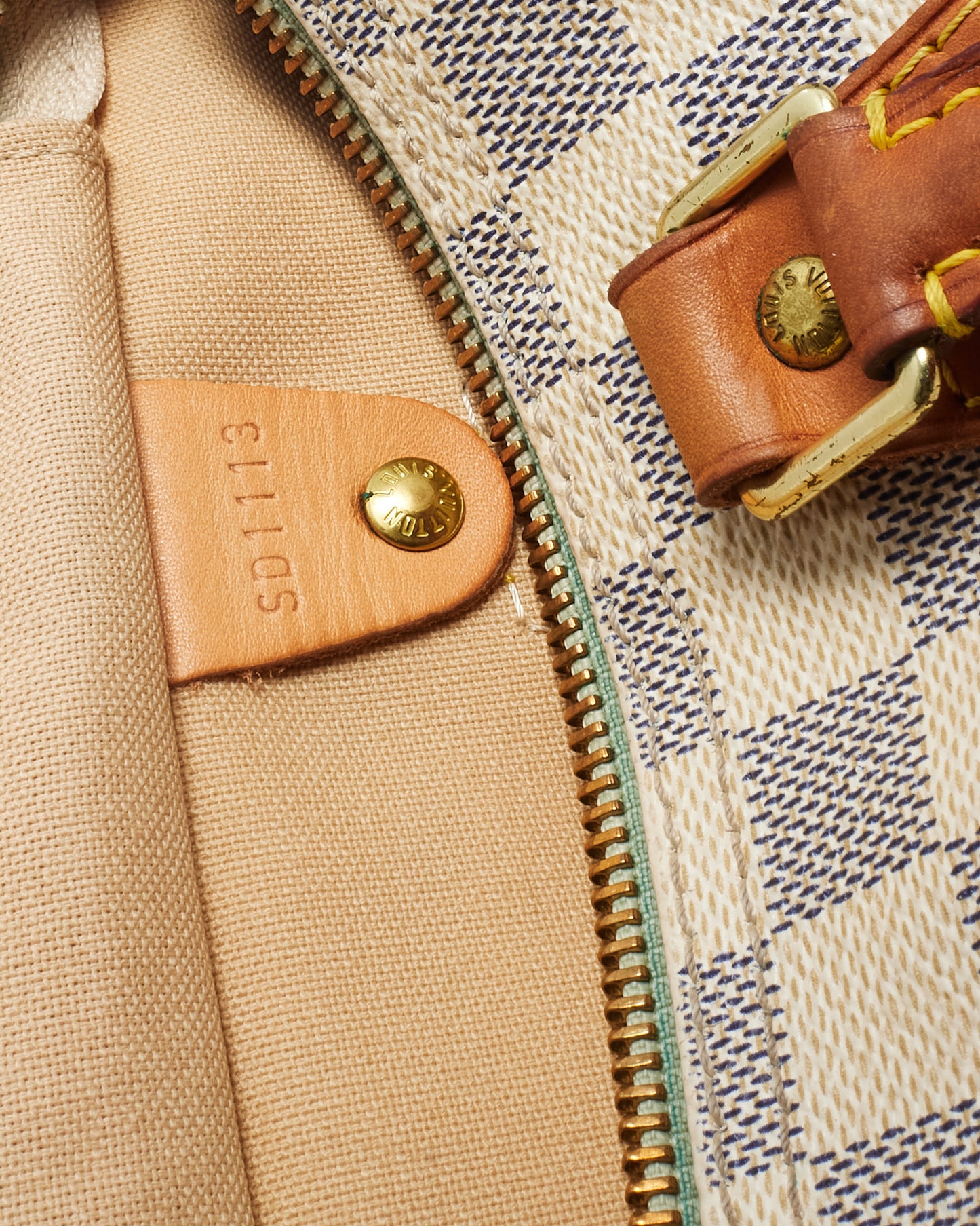 Louis Vuitton Damier Azur Canvas Speedy 25 Bag with Initials