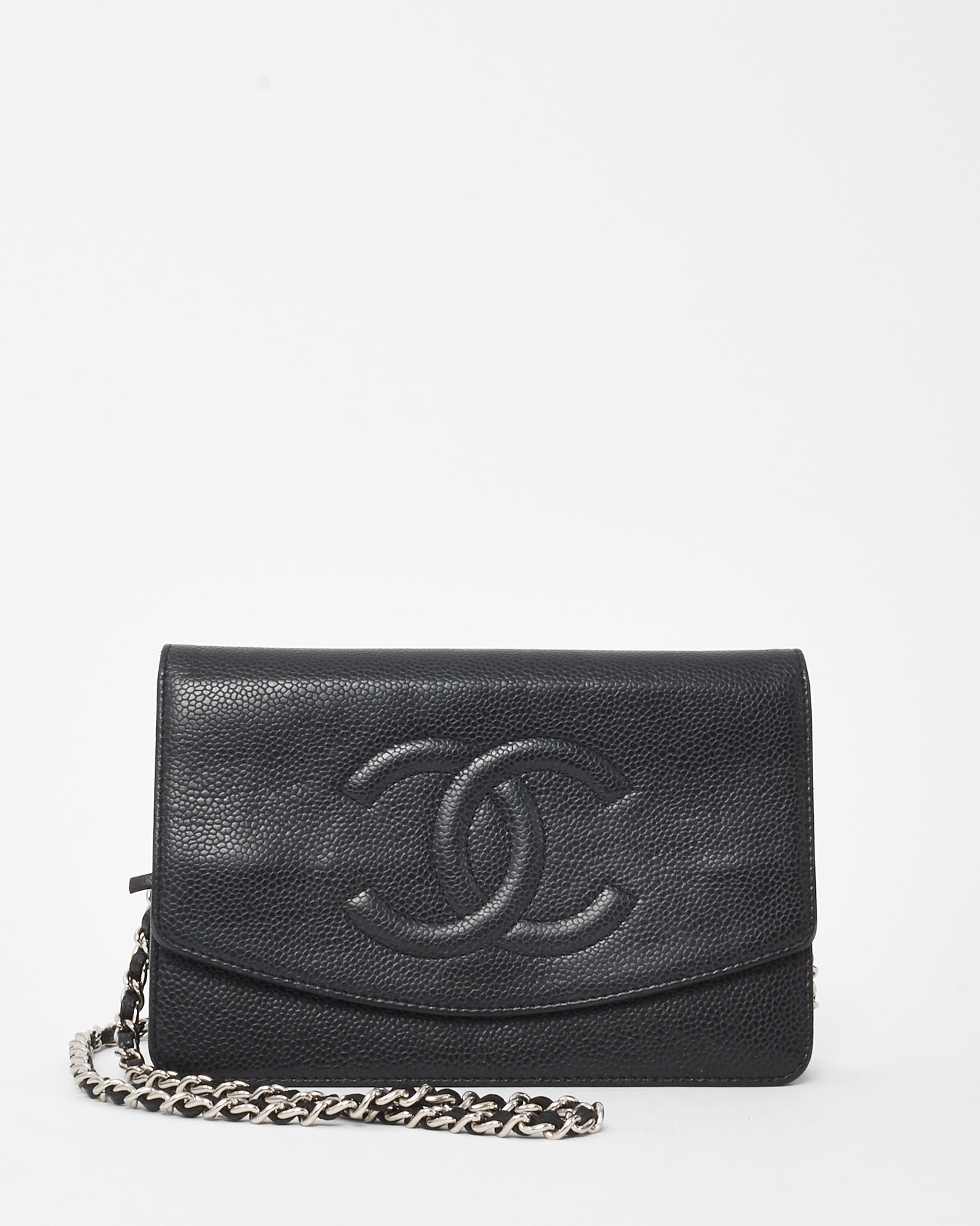 Chanel Black Caviar Leather Timeless CC WOC Wallet on Chain Bag SHW