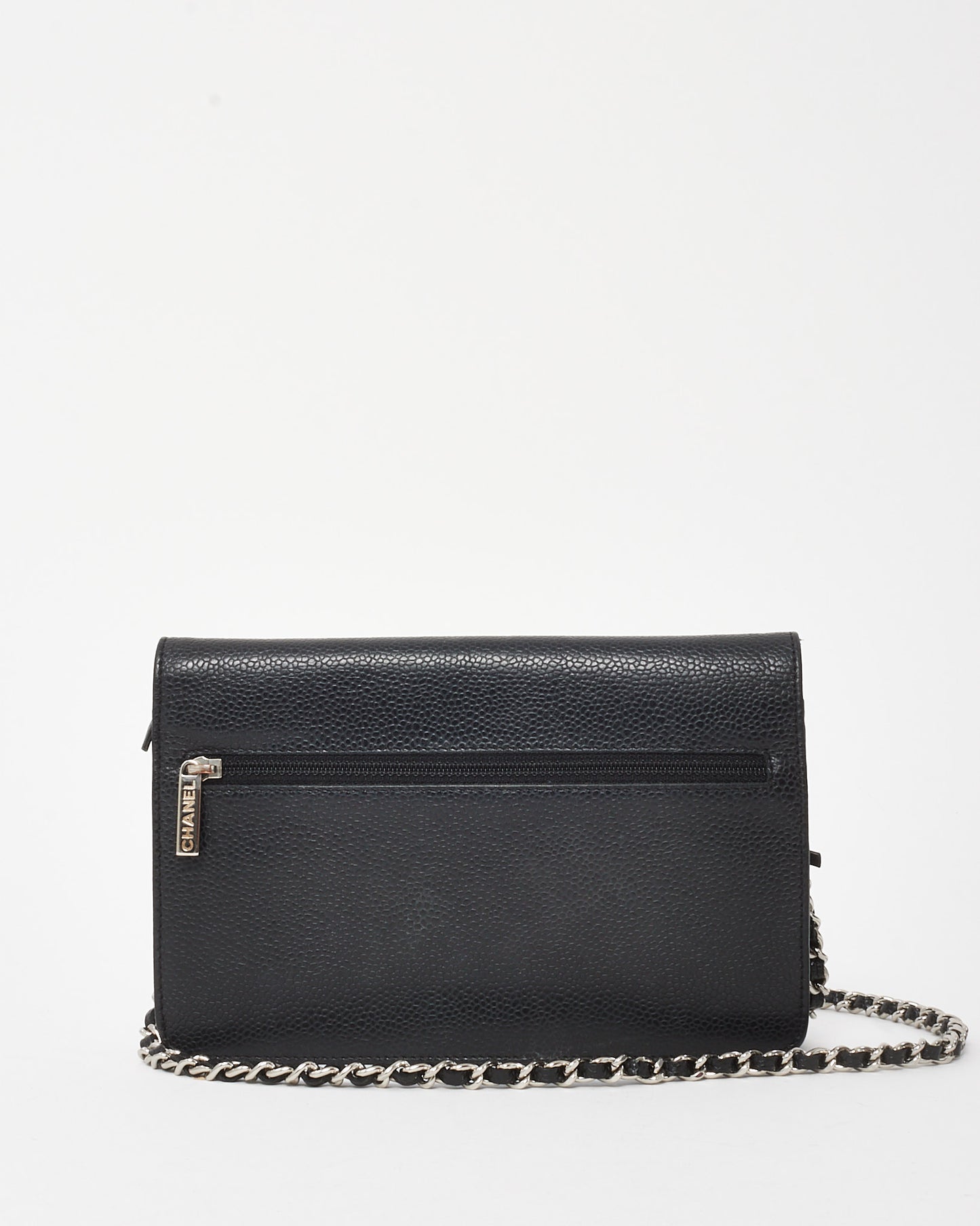 Chanel Black Caviar Leather Timeless CC WOC Wallet on Chain Bag SHW