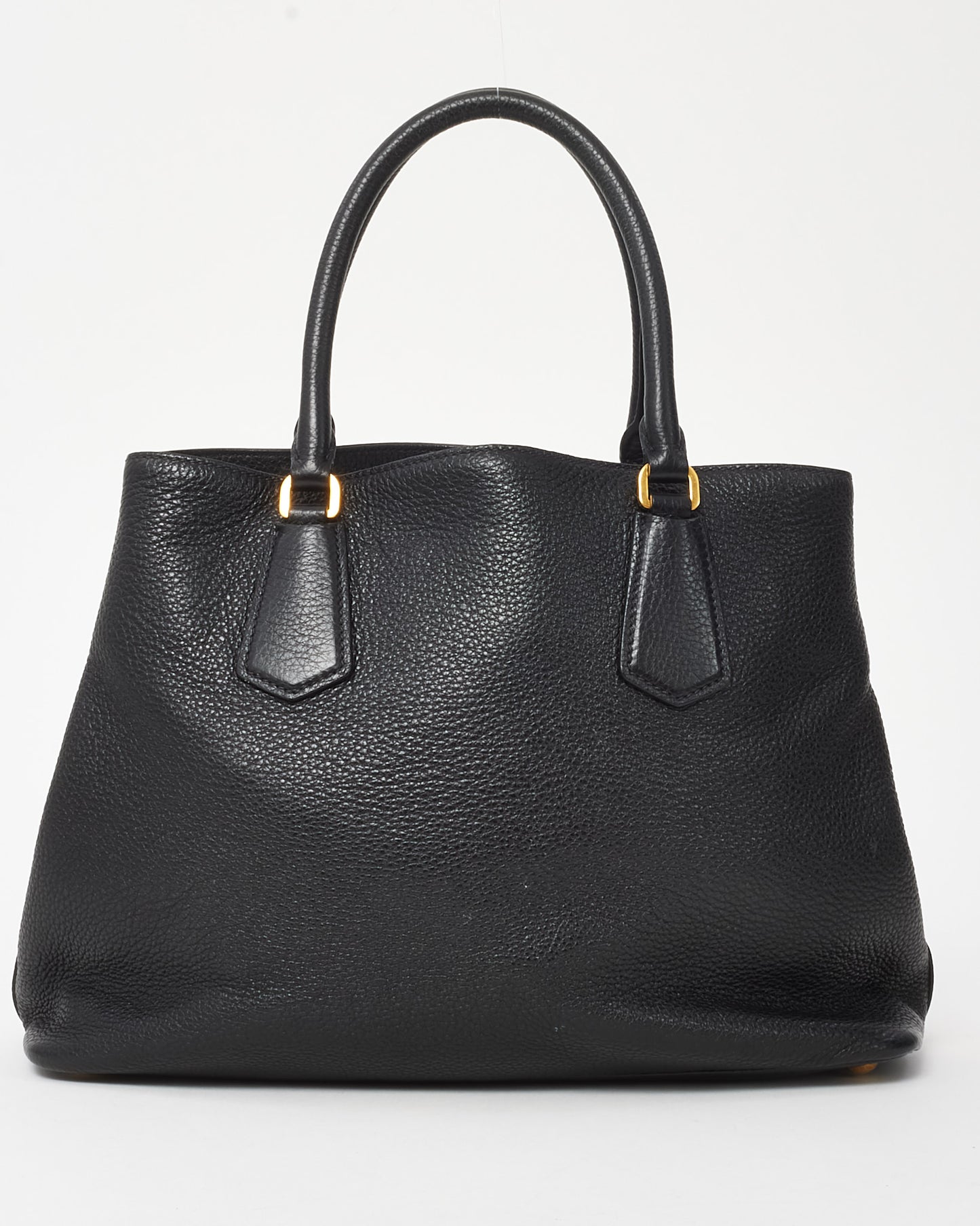 Prada Black Vitello Leather Phenix Double 2Way Tote with Strap