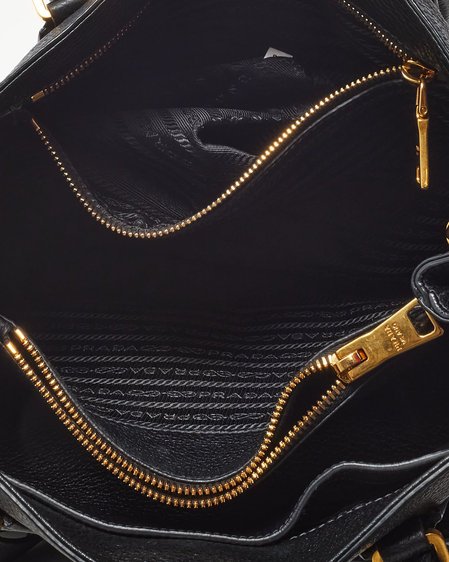 Prada Black Vitello Leather Phenix Double 2Way Tote with Strap