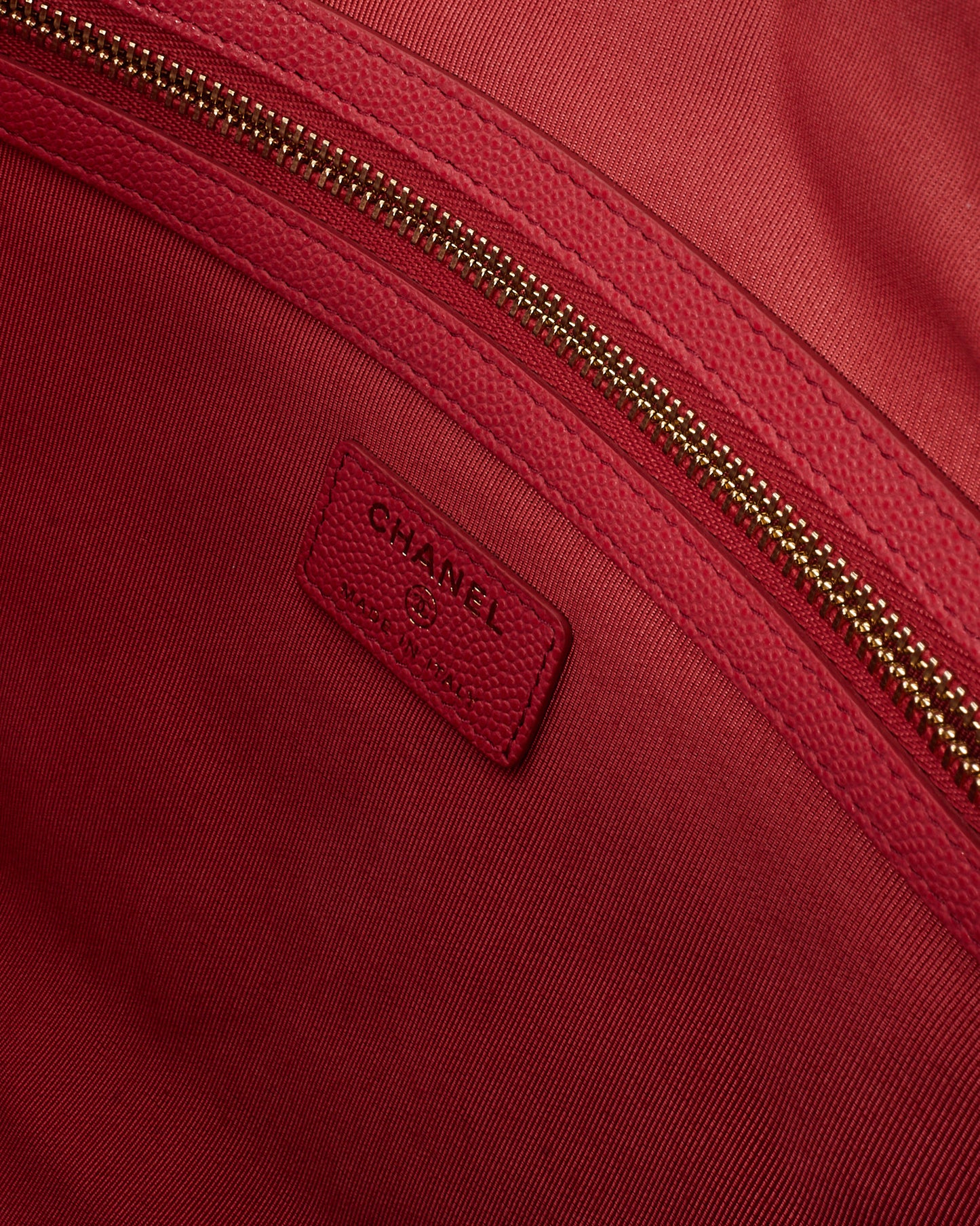 Chanel Fuchsia Red Caviar Leather Medium O Case Clutch Pouch GHW