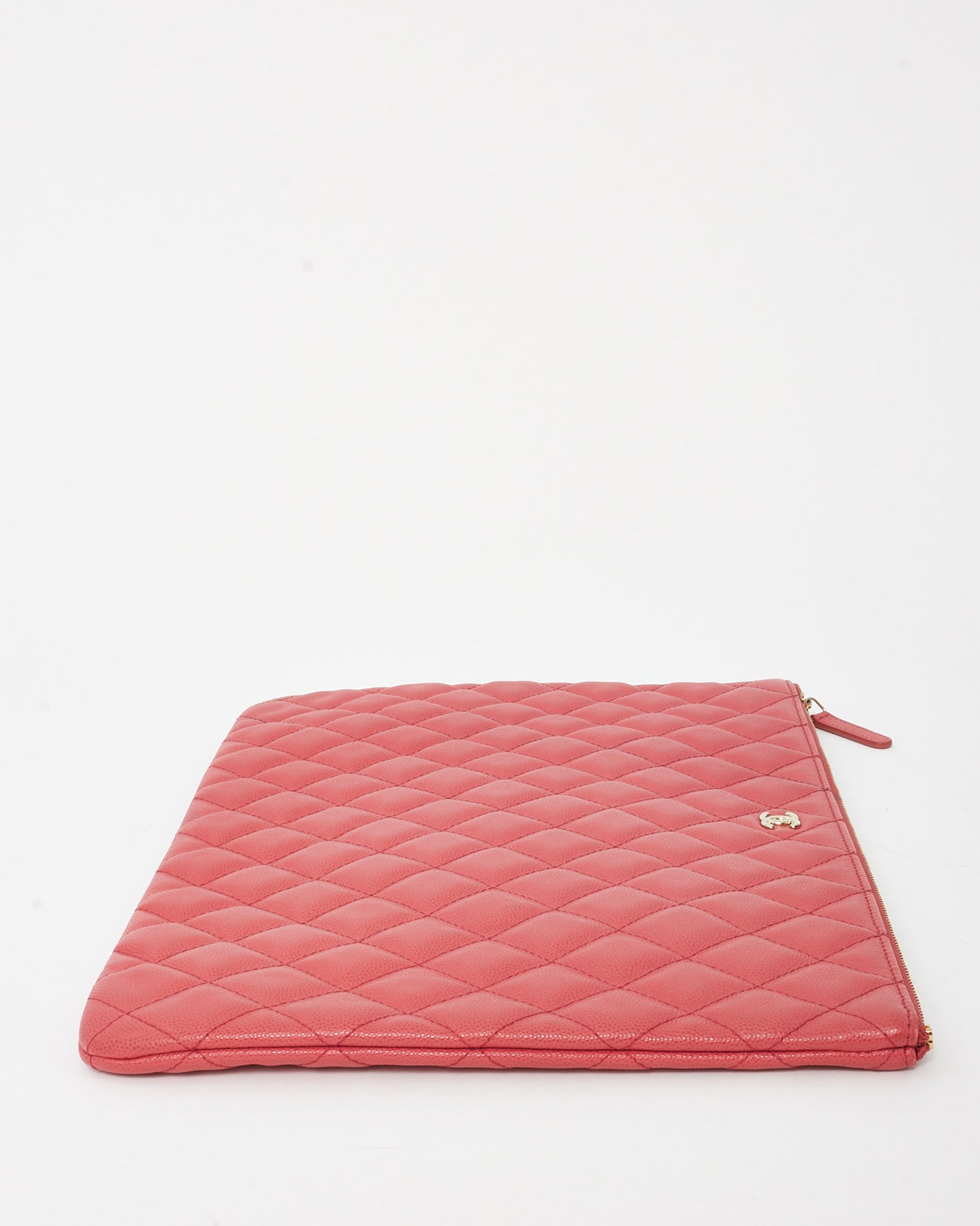 Chanel Fuchsia Red Caviar Leather Medium O Case Clutch Pouch GHW