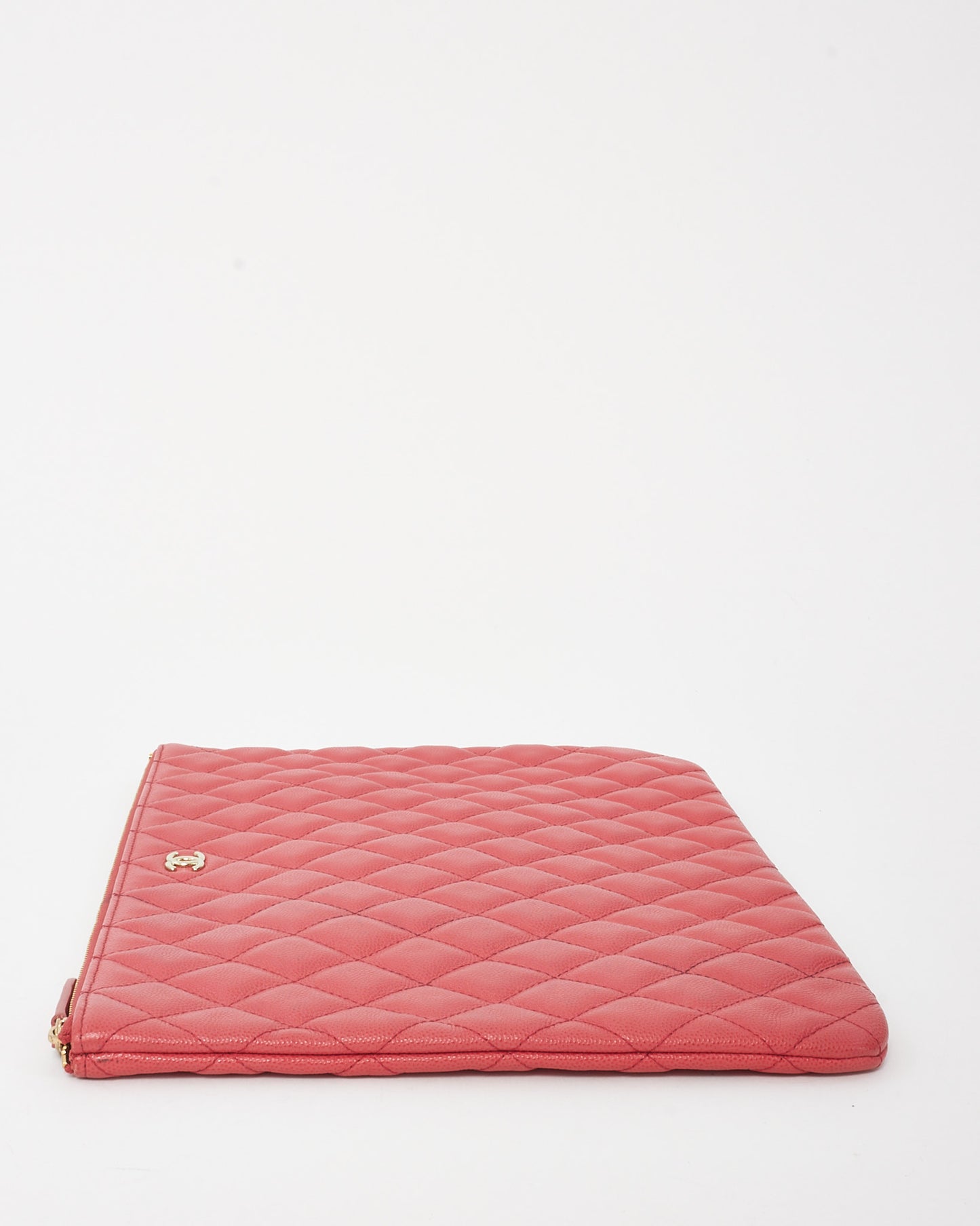 Chanel Fuchsia Red Caviar Leather Medium O Case Clutch Pouch GHW