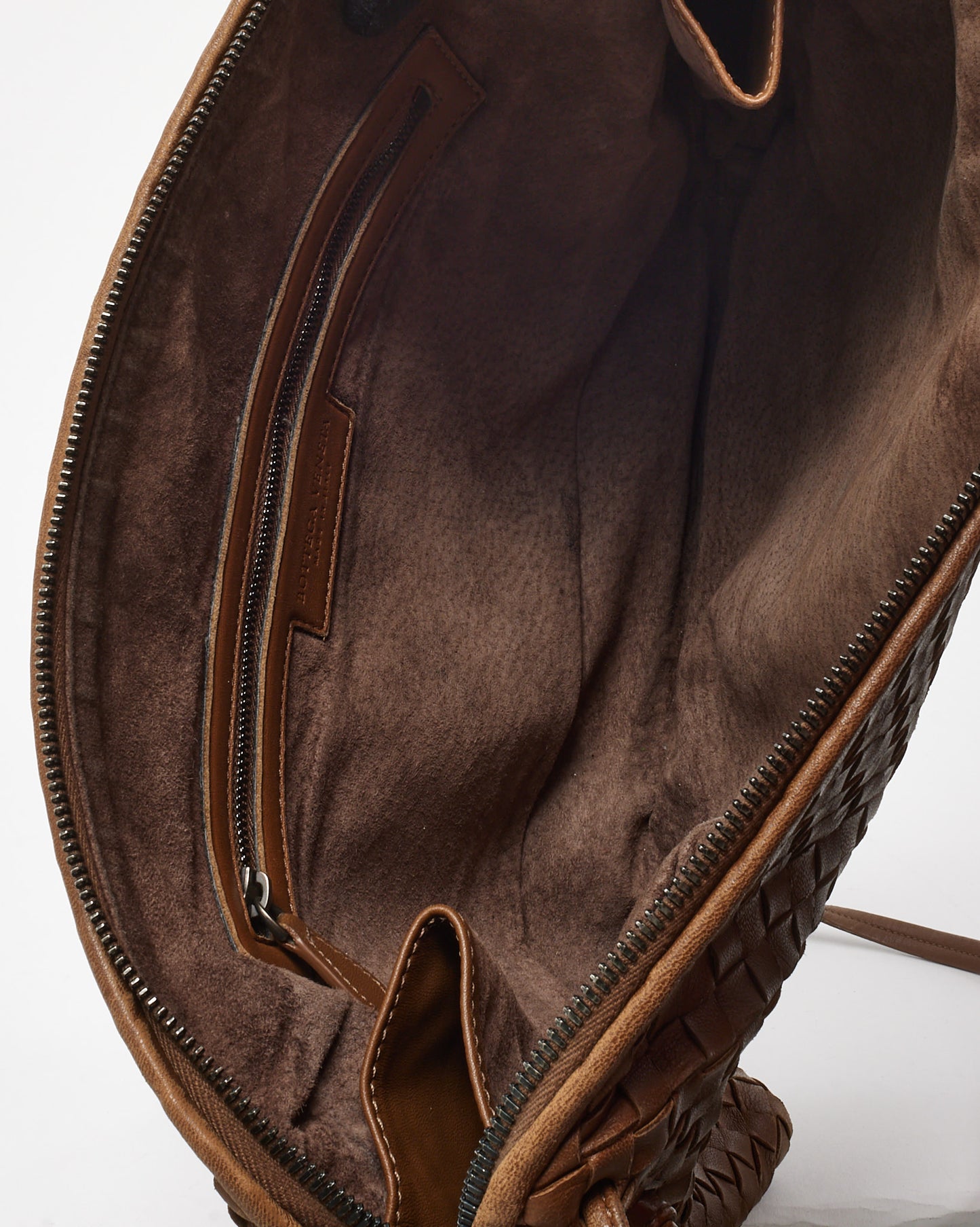 Bottega Veneta Camel Brown Intrecciato Woven Leather Nodini Crossbody Bag