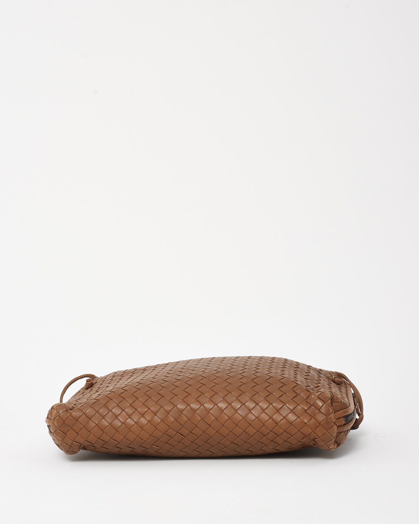 Bottega Veneta Camel Brown Intrecciato Woven Leather Nodini Crossbody Bag