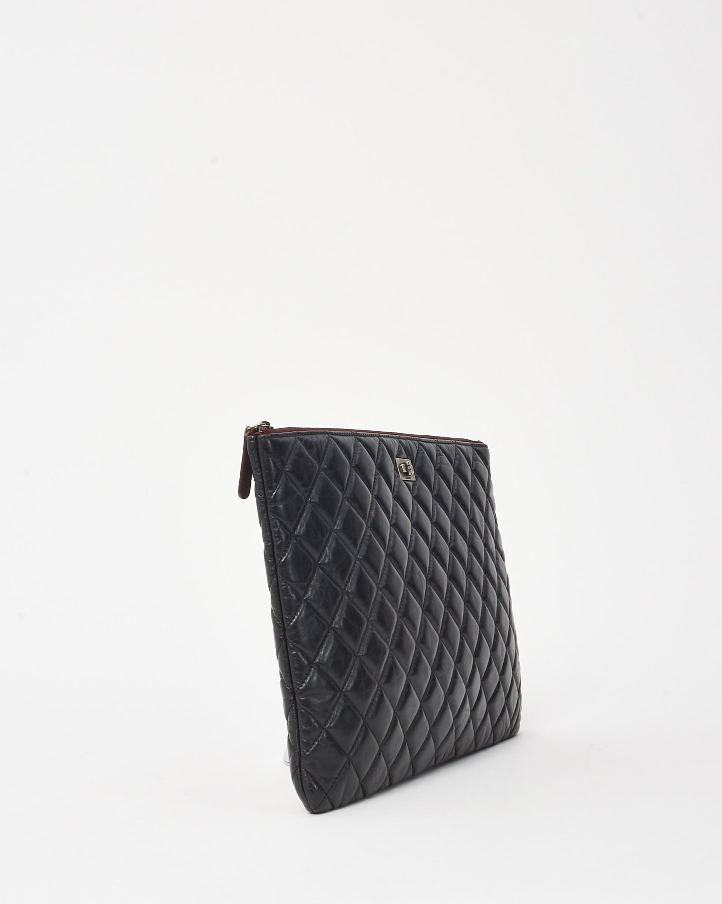 Chanel Black Lambskin Leather Re-Issue Medium O Case Clutch Pouch