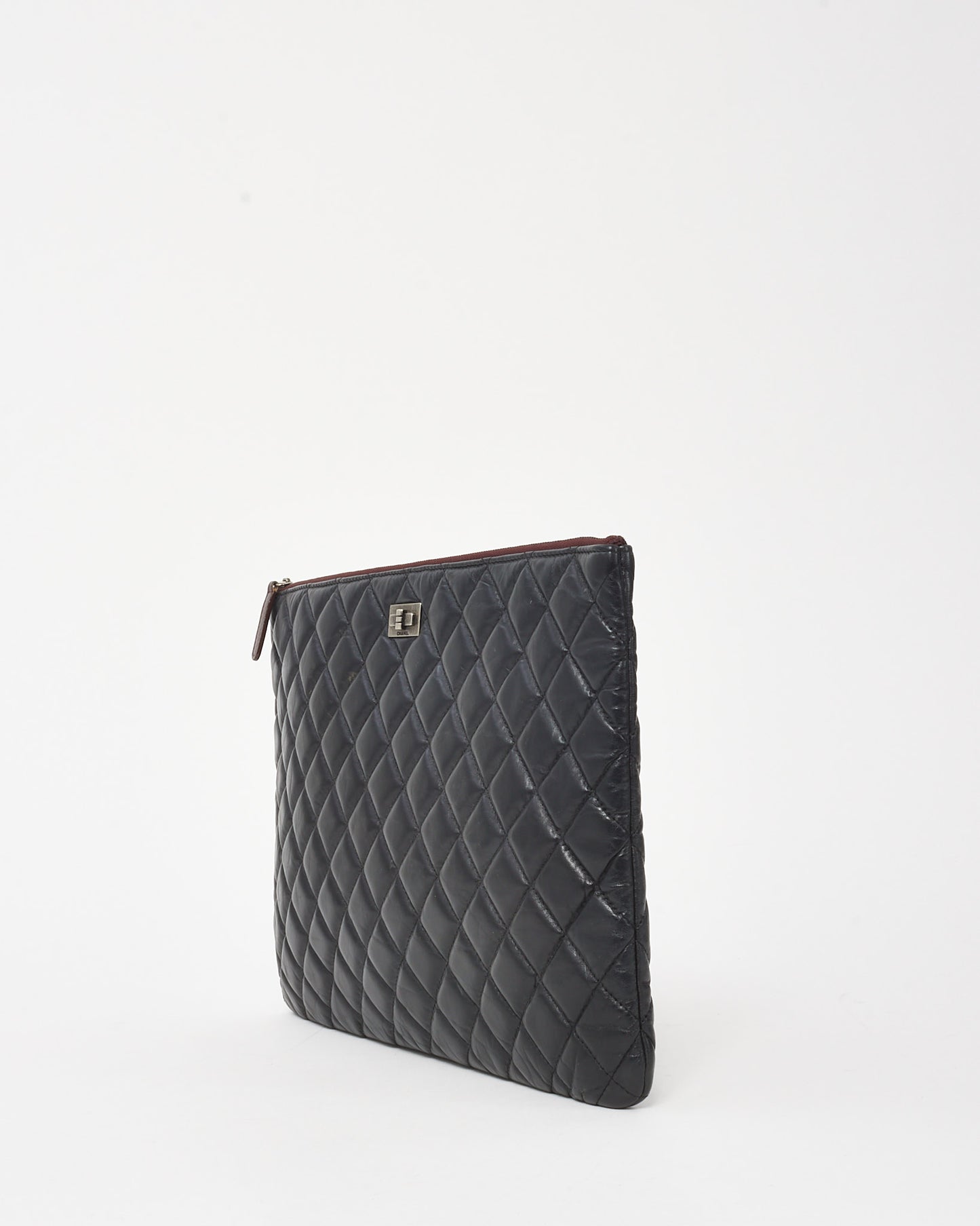 Chanel Black Lambskin Leather Re-Issue Medium O Case Clutch Pouch