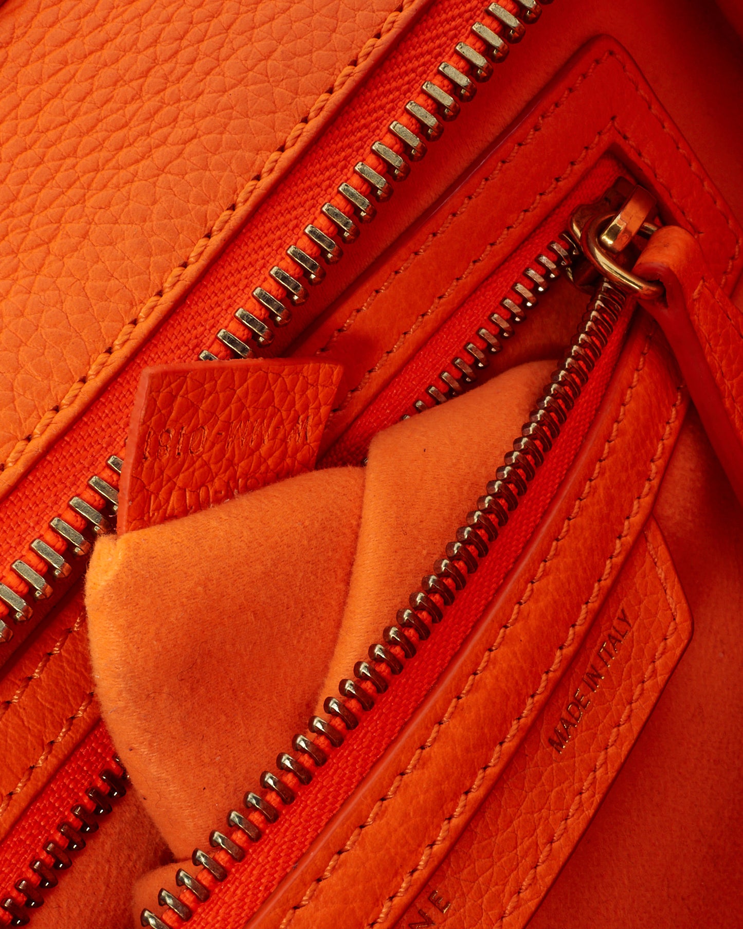 Celine Orange Grained Leather Mini Luggage Tote Bag